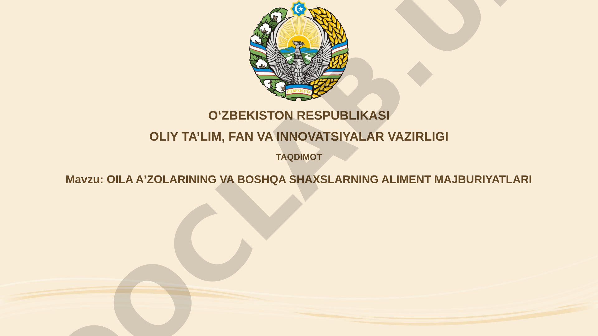Oila a'zolarining va boshqa shaxslarning aliment majburiyatlari