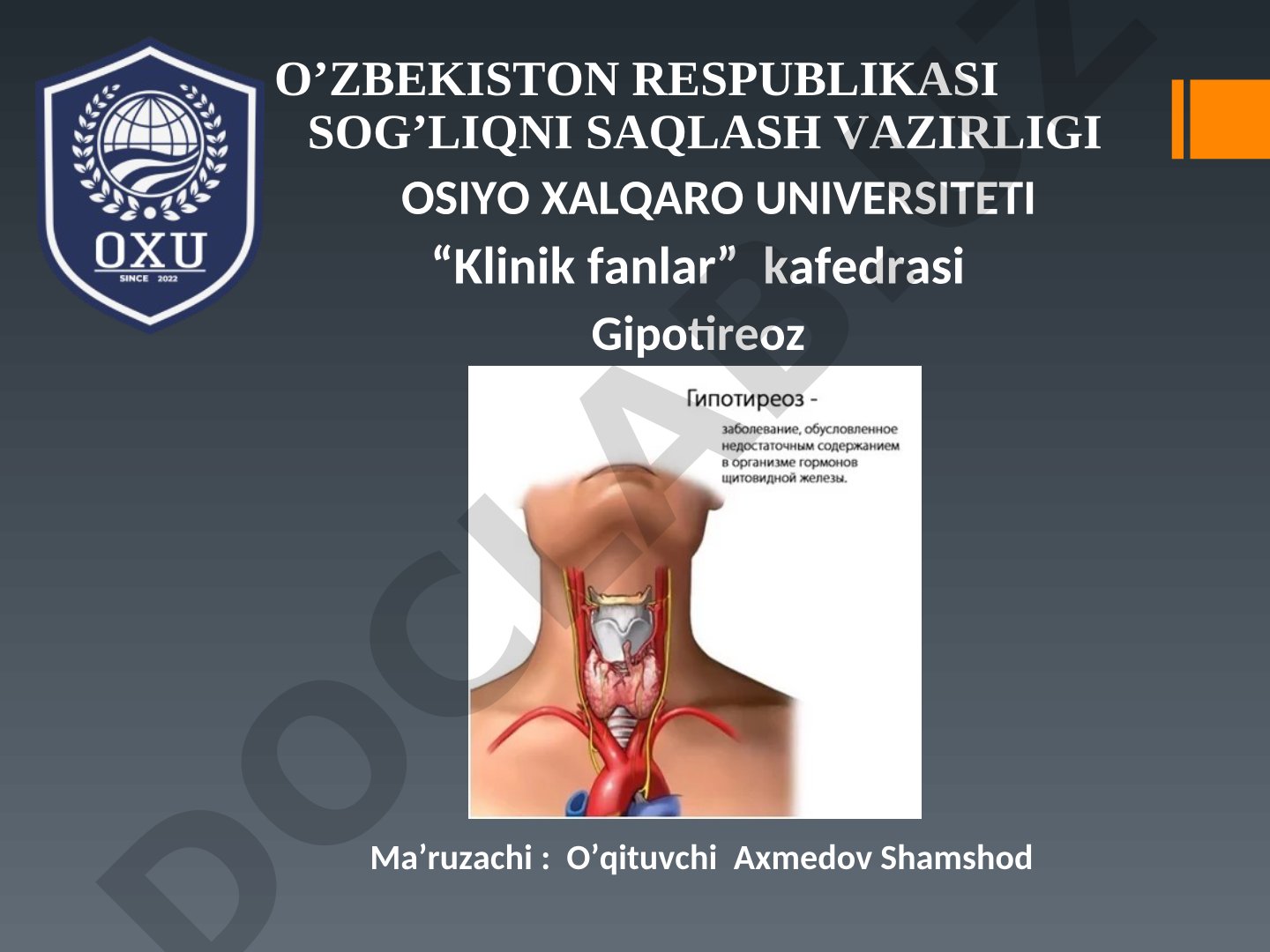 Qalqonsimon bez kasalliklari klassifikatsiyasi, gipotireoz va tireotoksikoz sindromlari