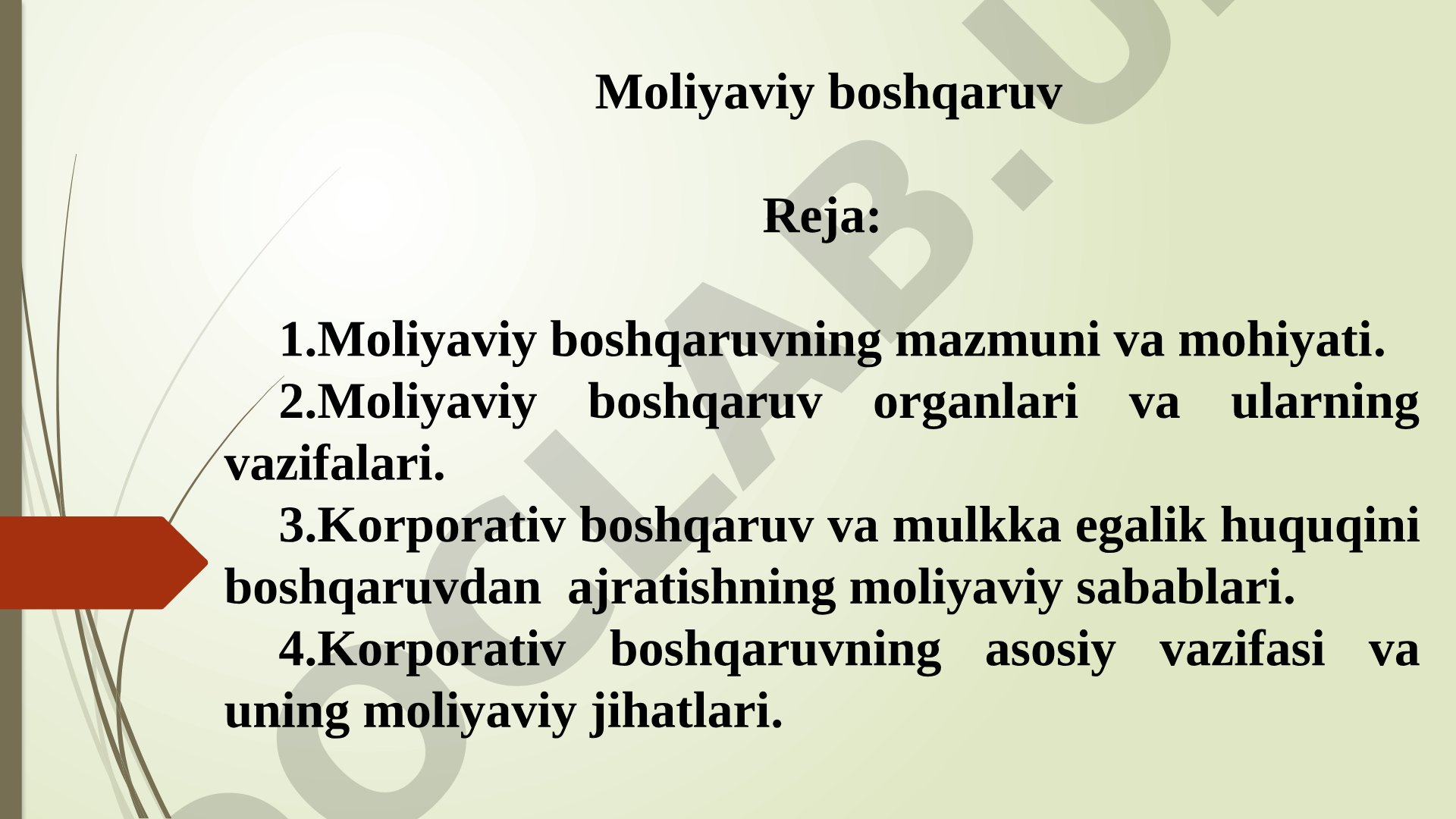 Moliyaviy boshqaruv mazmuni va mohiyati