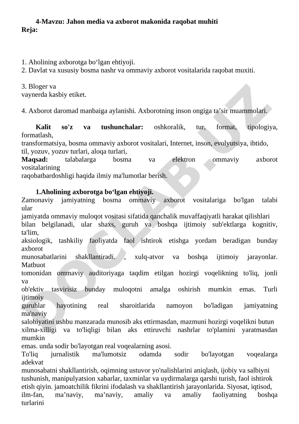 Jahon media va axborot makonida raqobat muhiti
