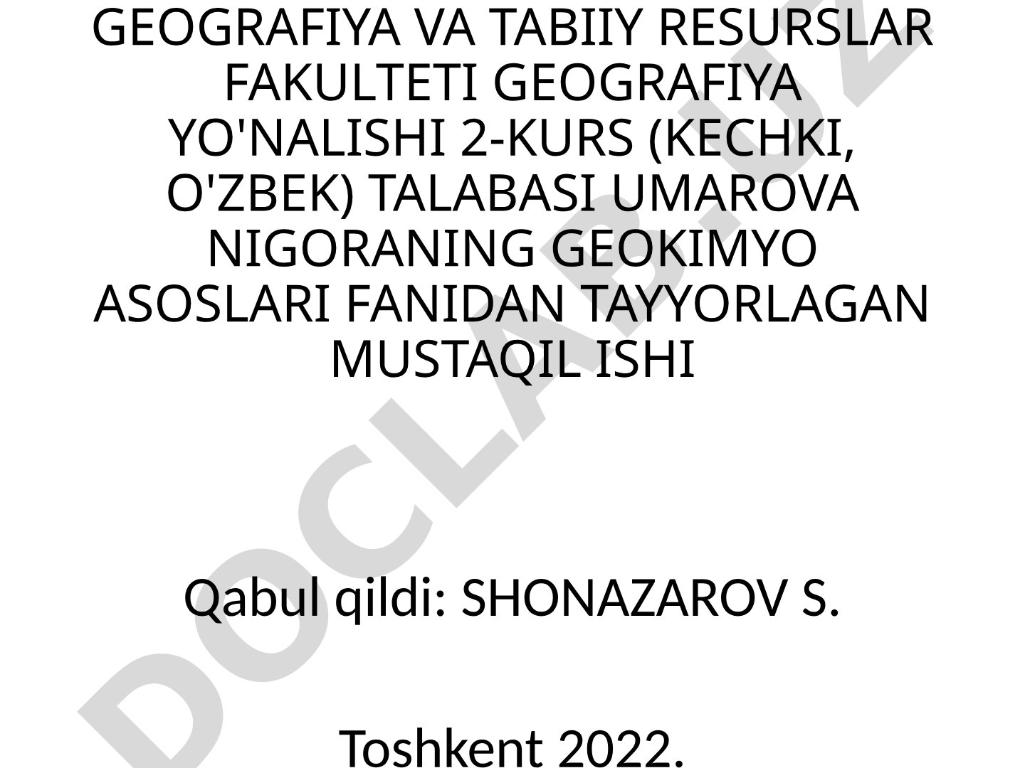 Endogen va ekzogen jarayonlar (magmatik, pegmatit va b) geokimyosi