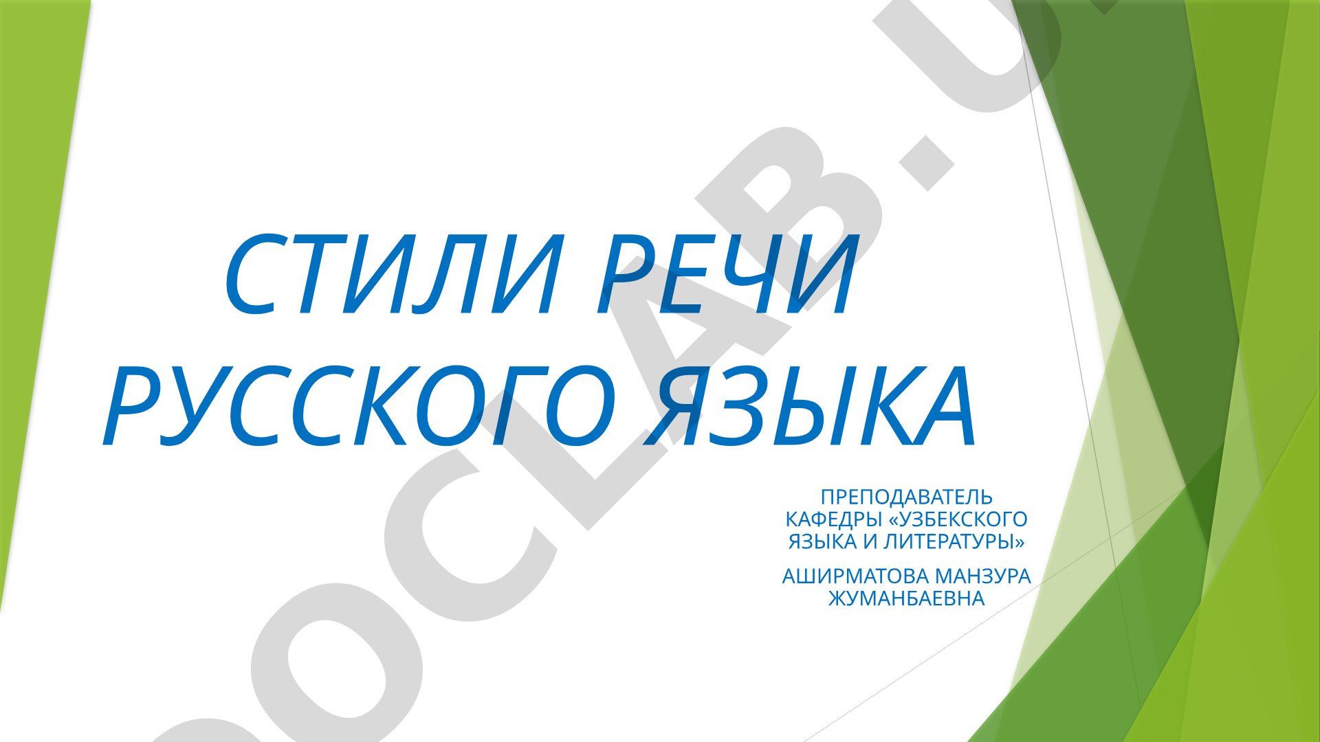 Стили речи русского языка