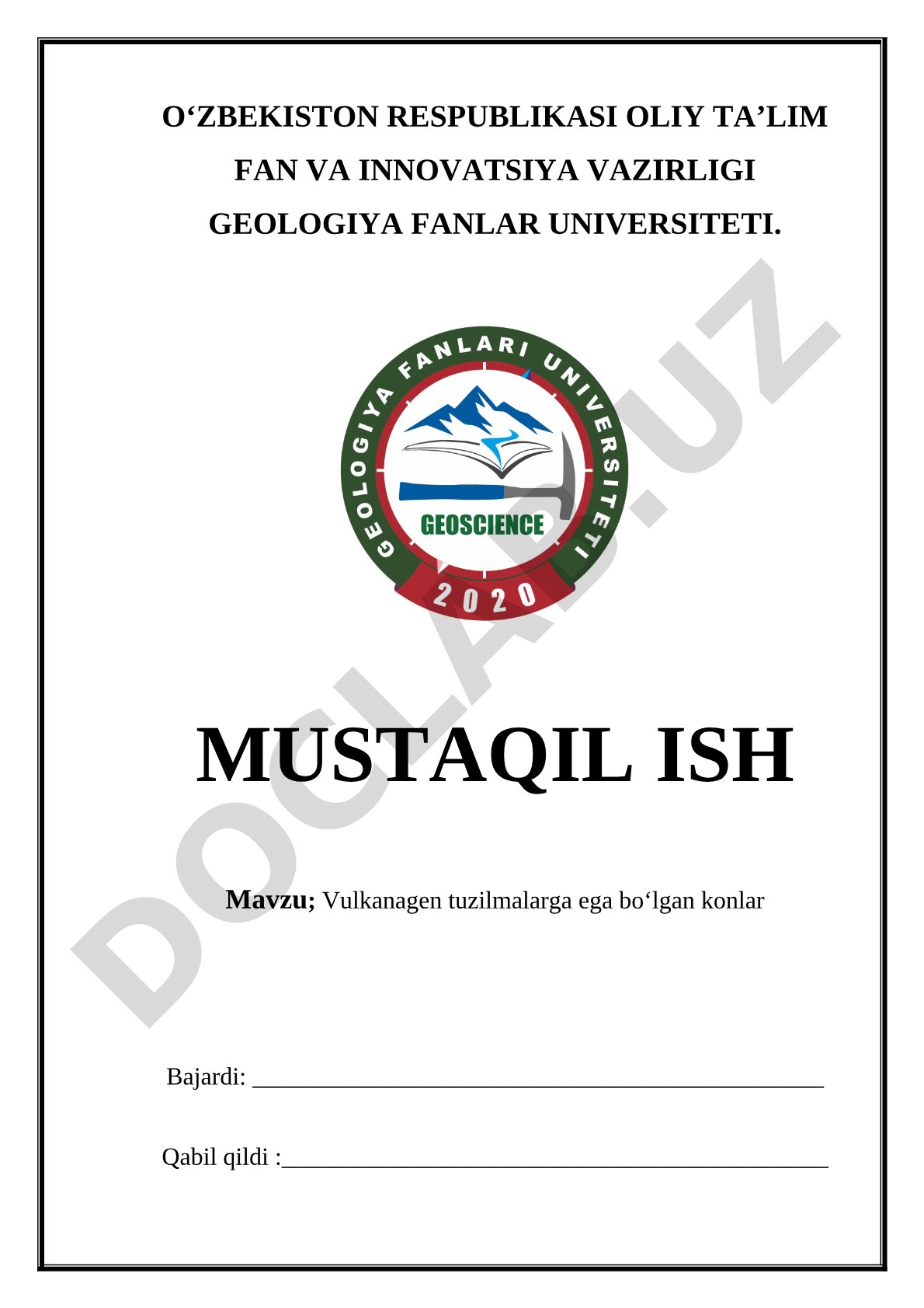 Vulkanagen tuzilmalarga ega boʻlgan konlar