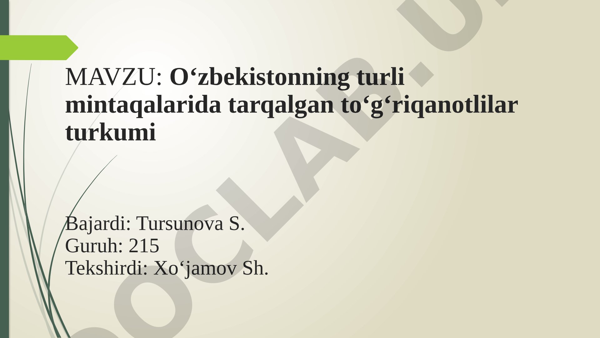 Oʻzbekistonning turli mintaqalarida tarqalgan toʻgʻriqanotlilar turkumi