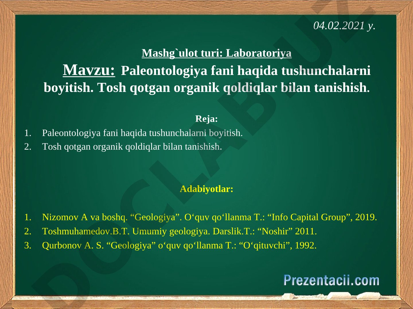 Paleontologiya fani haqida tushunchalarni boyitish