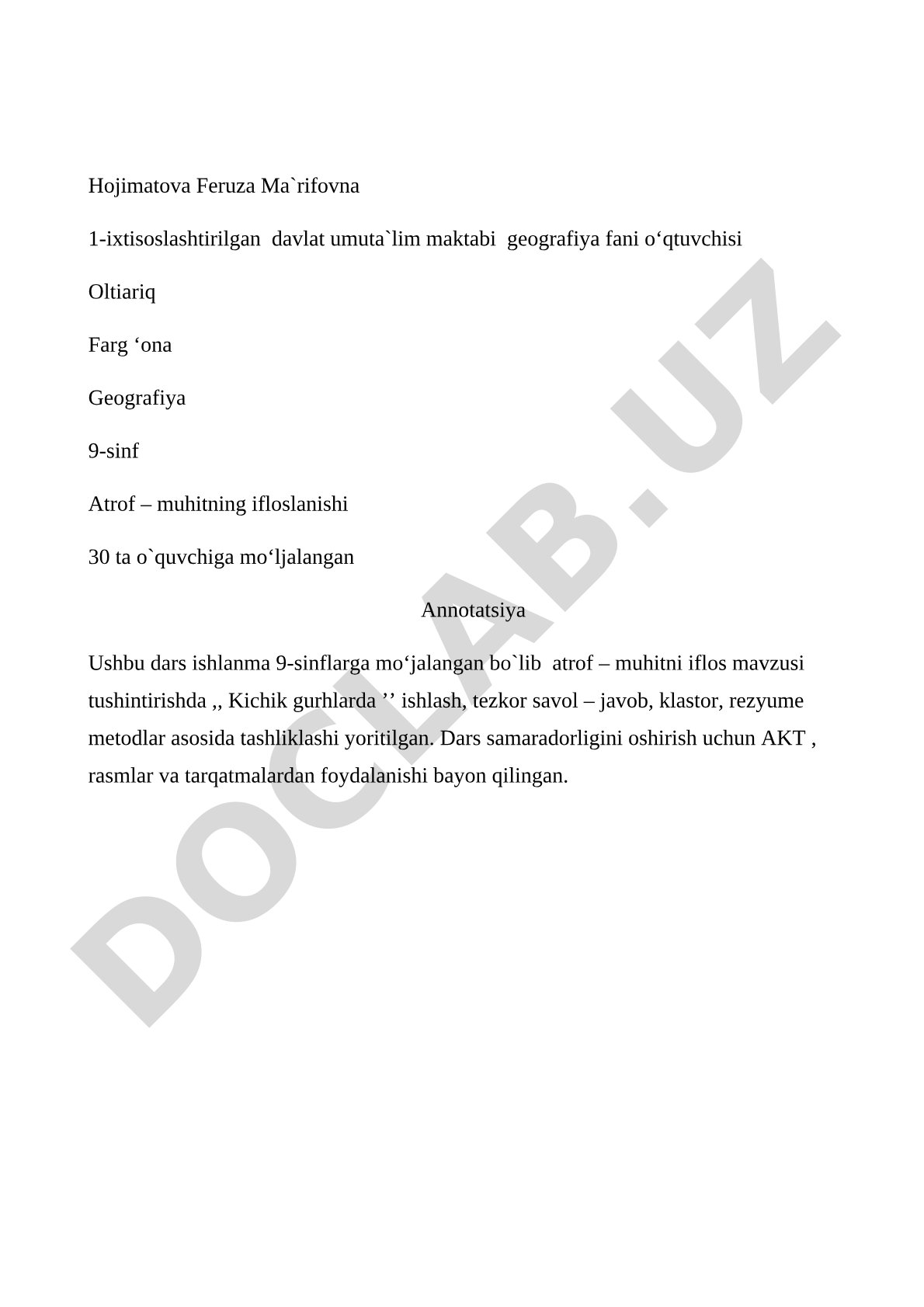 Atrof-muhitning ifloslanishi