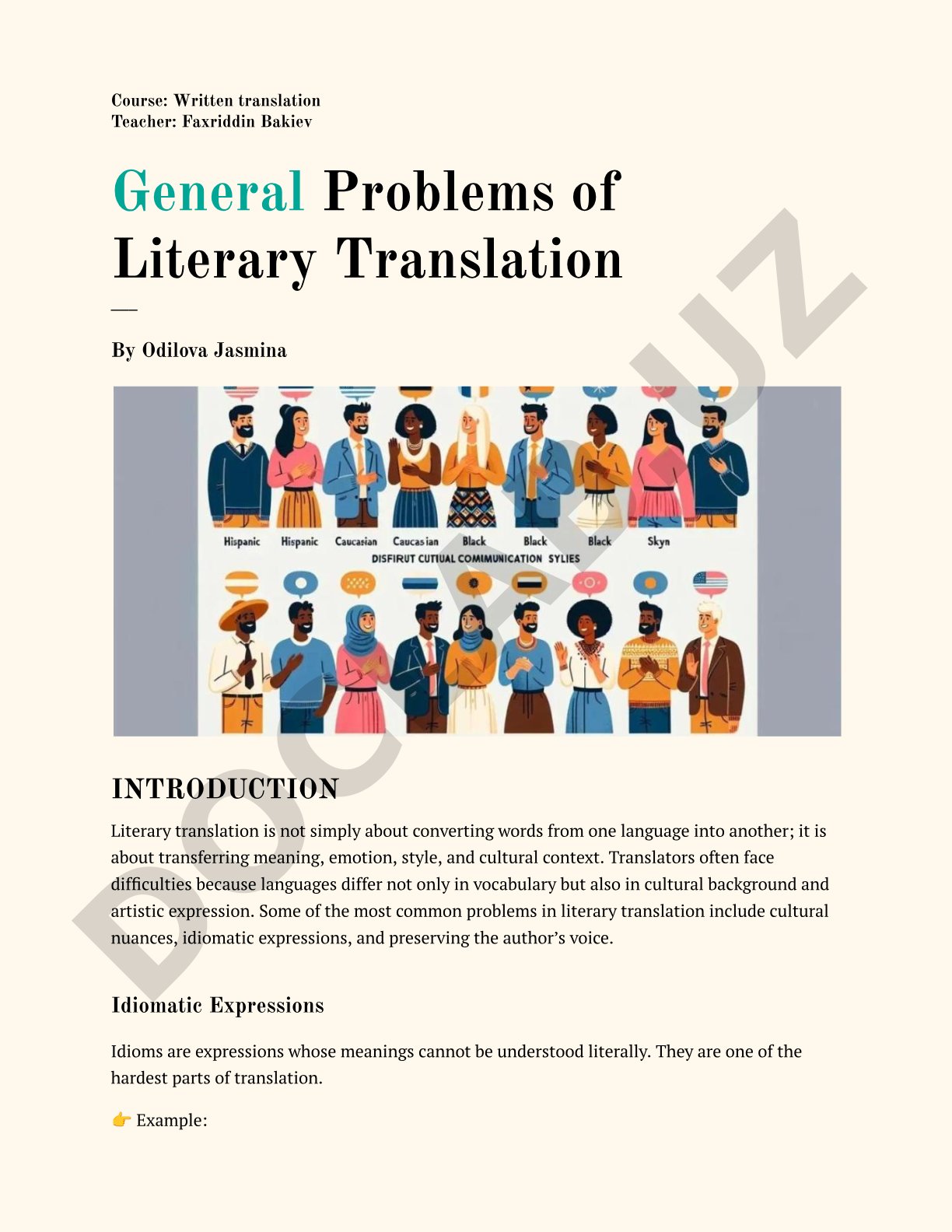General Problems of Literary Translation