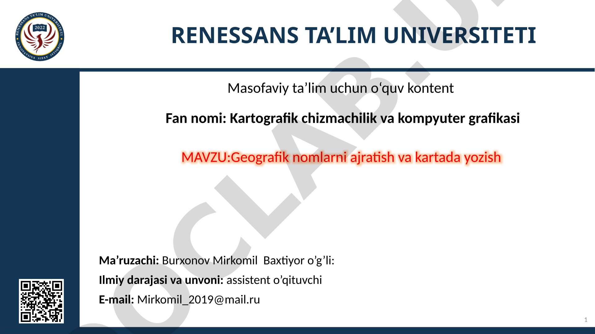 Geografik nomlarni ajratish va kartada yozish