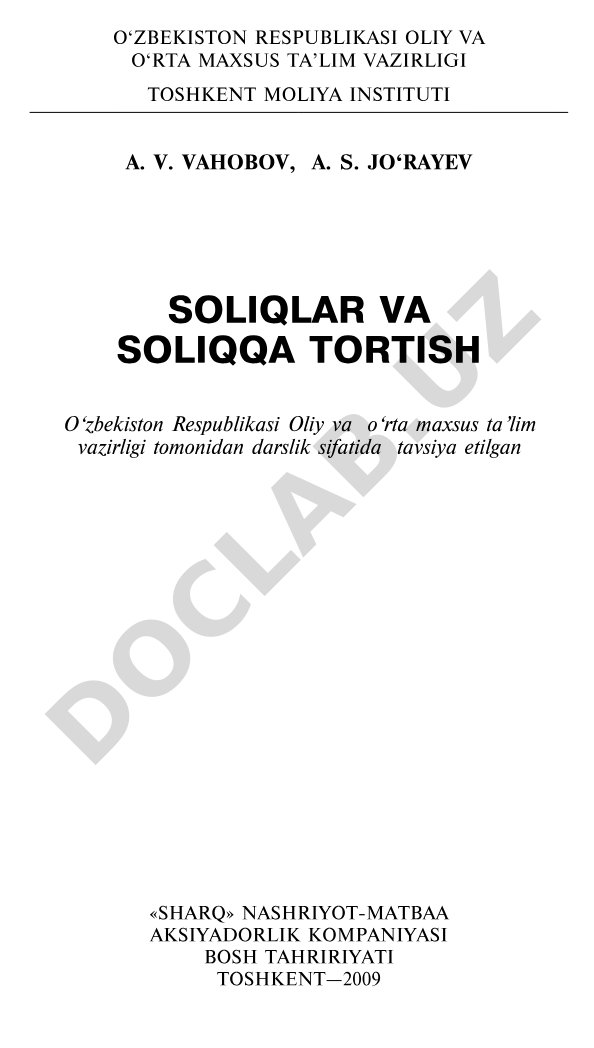 Soliqlar va soliqqa tortish