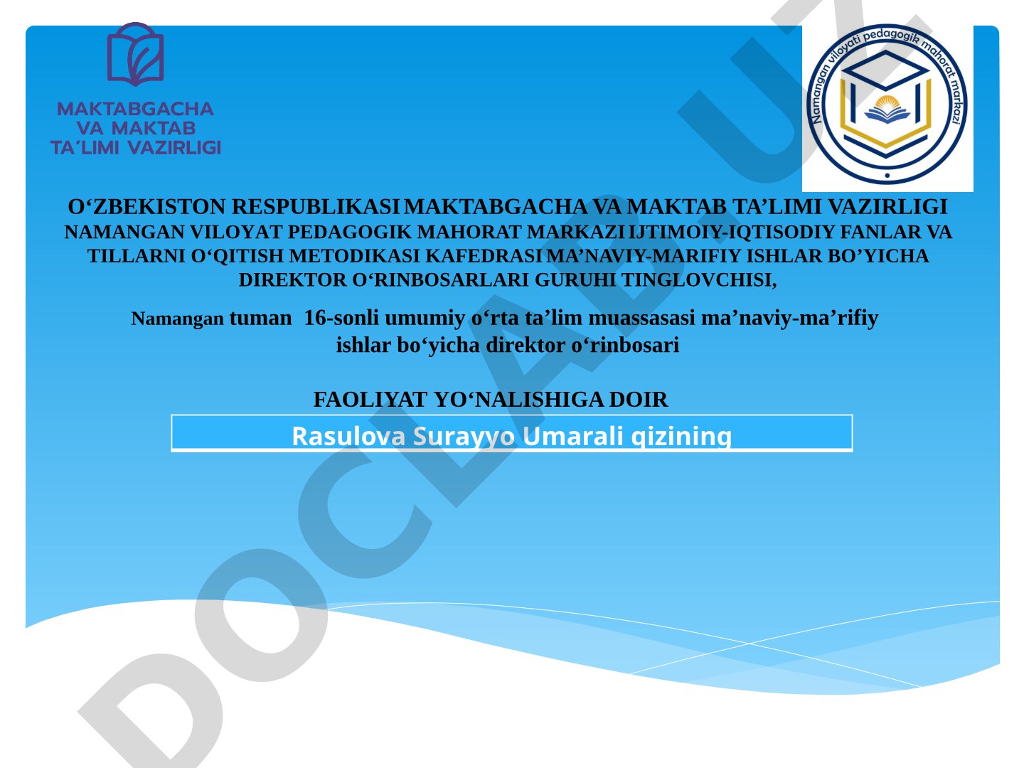Ta'lim-tarbiya – bu bizning kelajagimiz, hayot – mamot masalasi