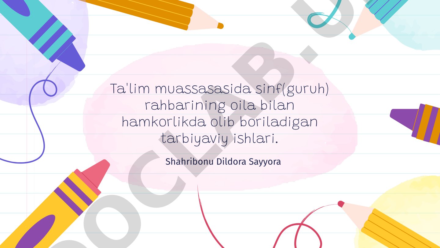 Sinf rahbarining oila bilan hamkorlikda olib boriladigan tarbiyaviy ishlari