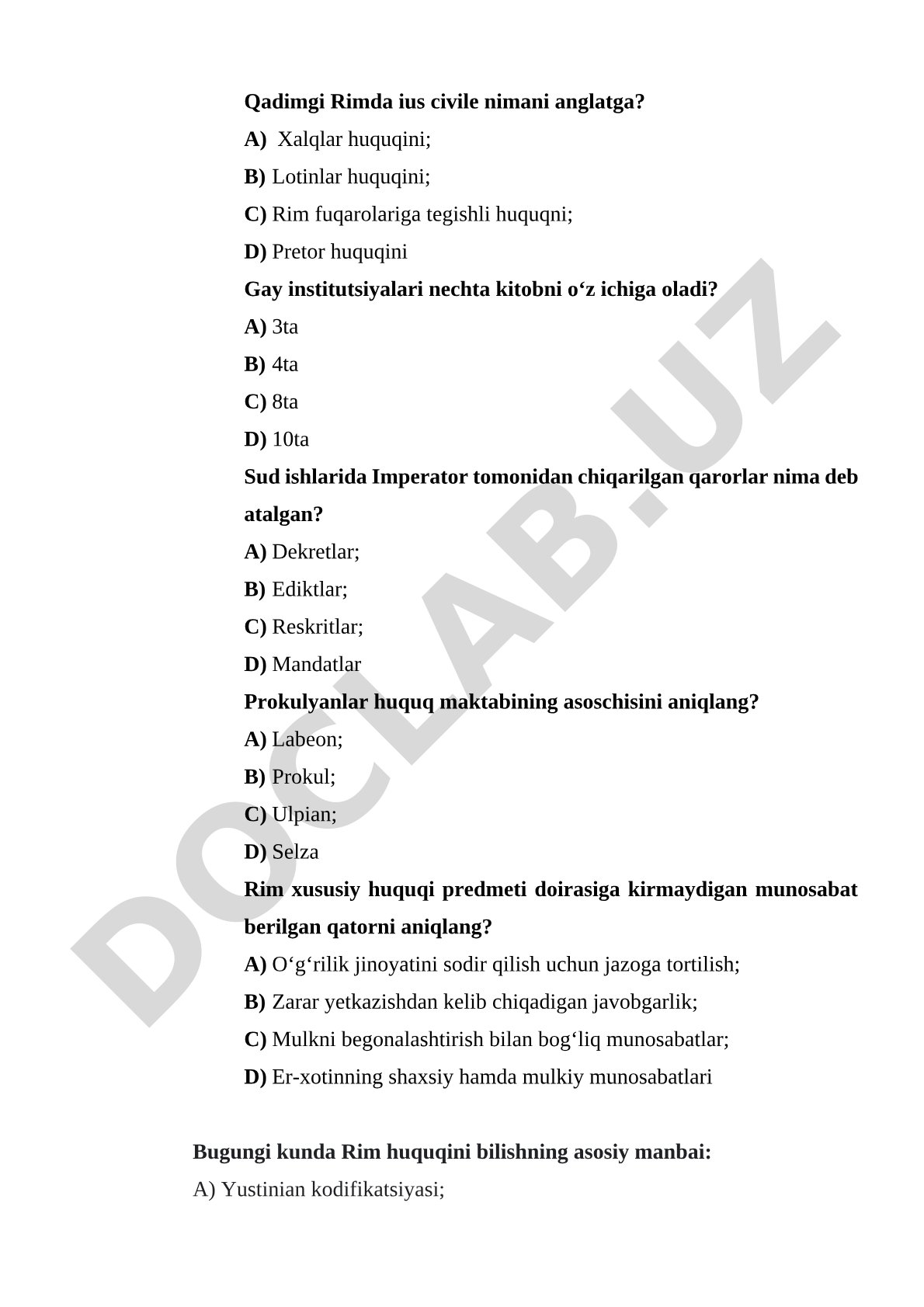 Rim huquqi tarixi va ius civile tushunchasi
