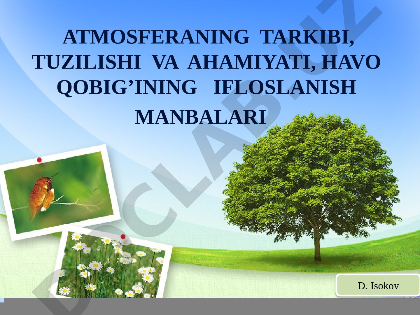 Atmosferaning tarkibi, tuzilishi va ahamiyati, havo qobig'ining ifloslanish manbalari