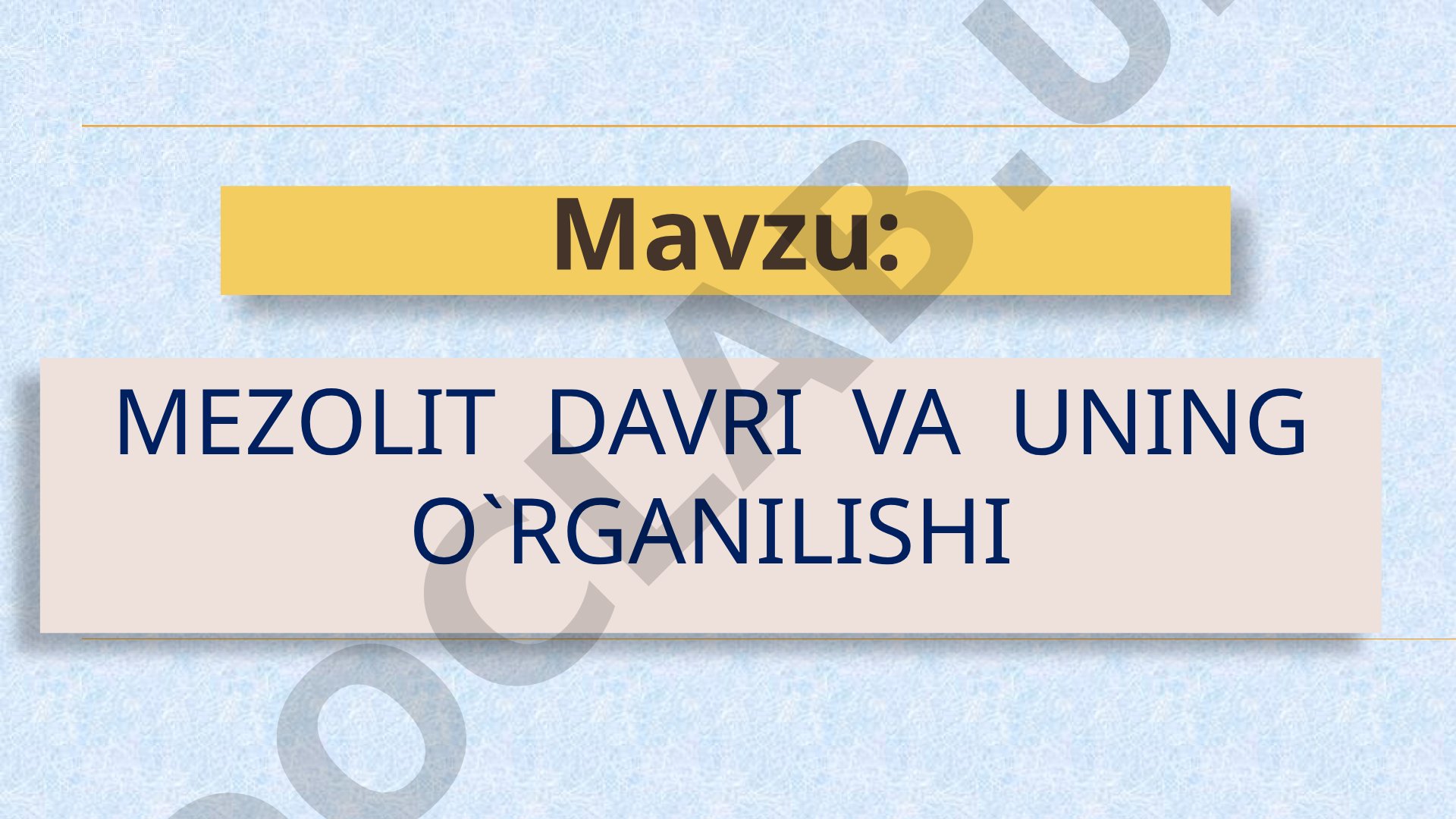 Mezolit davri va uning o'rganilishi