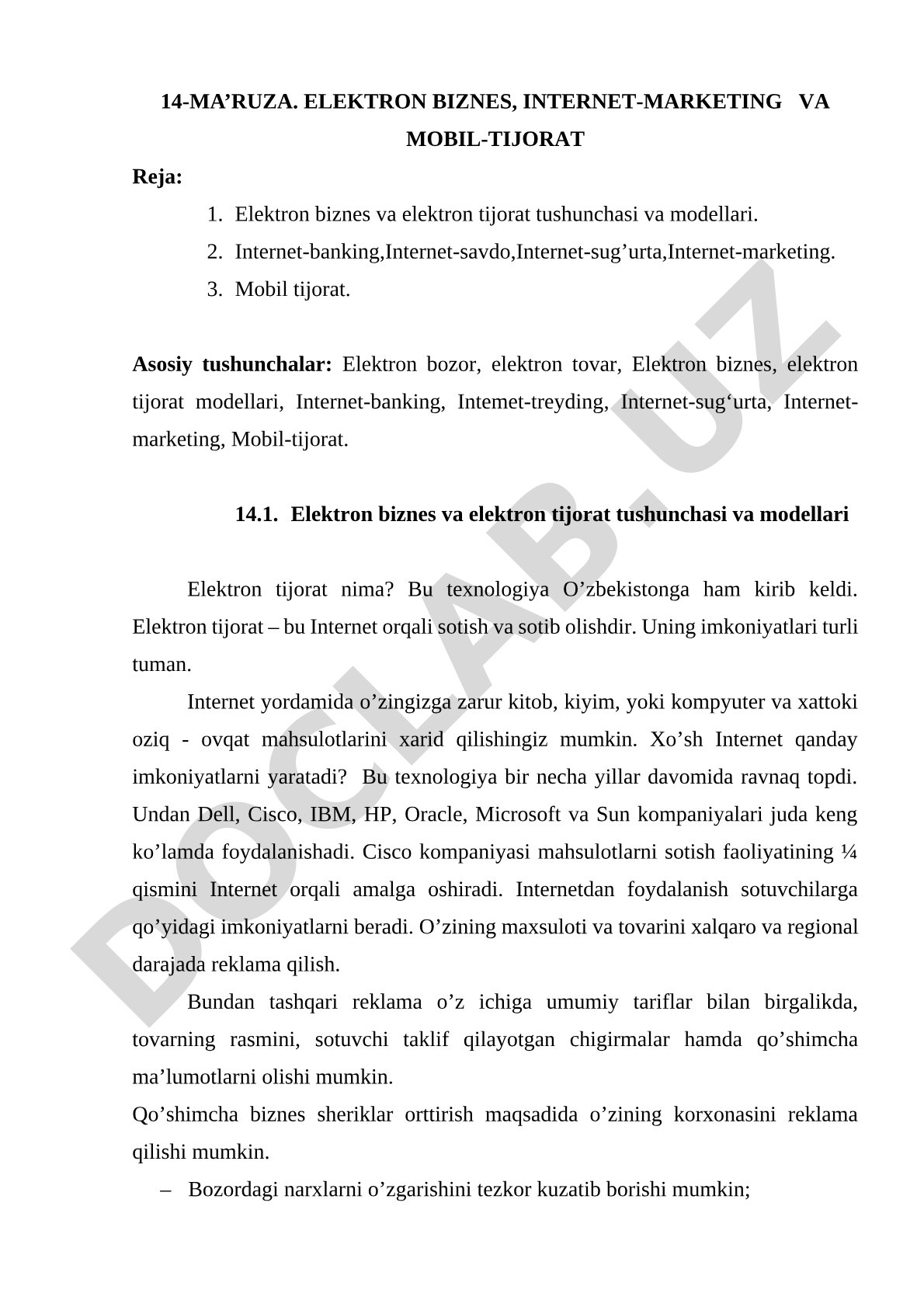Elektron biznes, Internet-marketing va mobil-tijorat