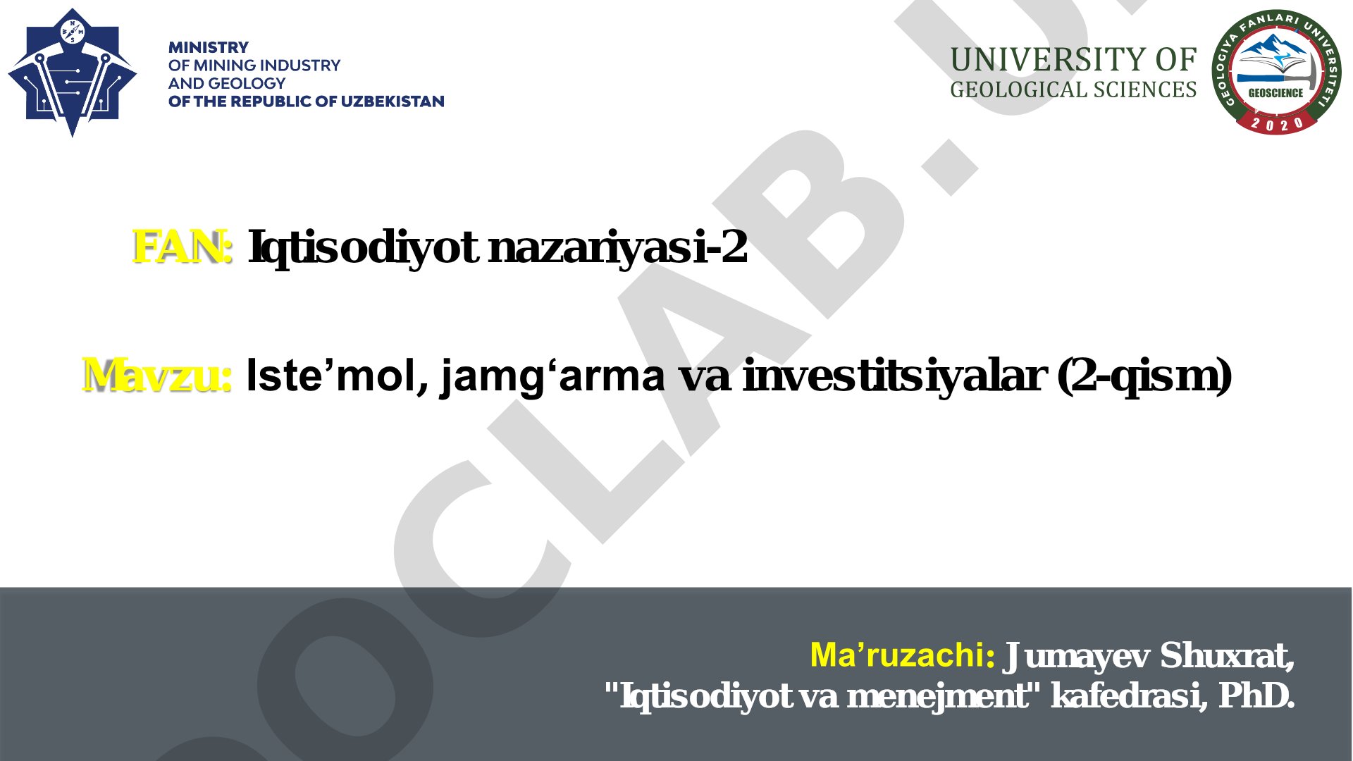 Iste’mol, jamg‘arma va investitsiyalar (2-qism)