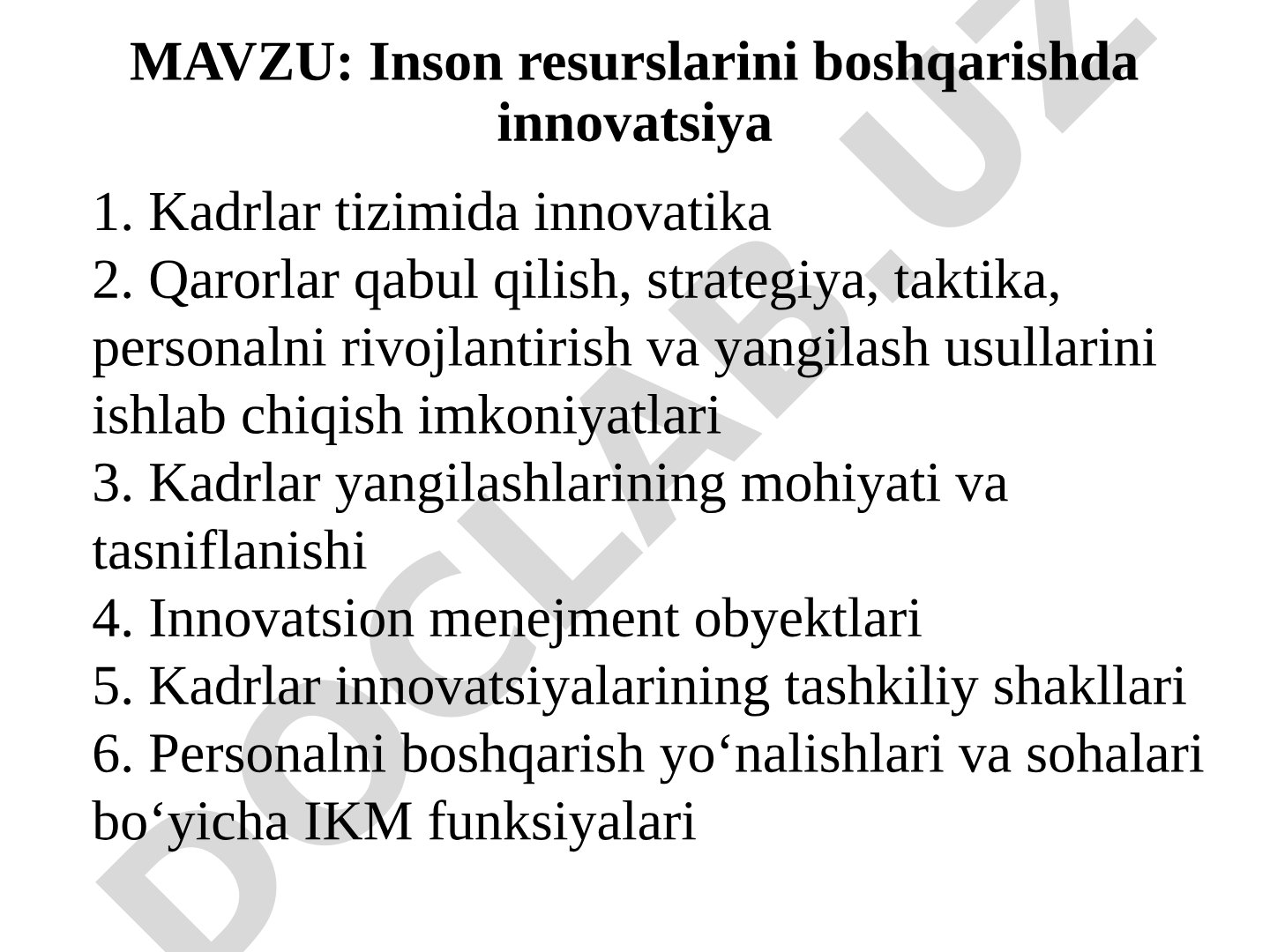 Inson resurslarini boshqarishda innovatsiya