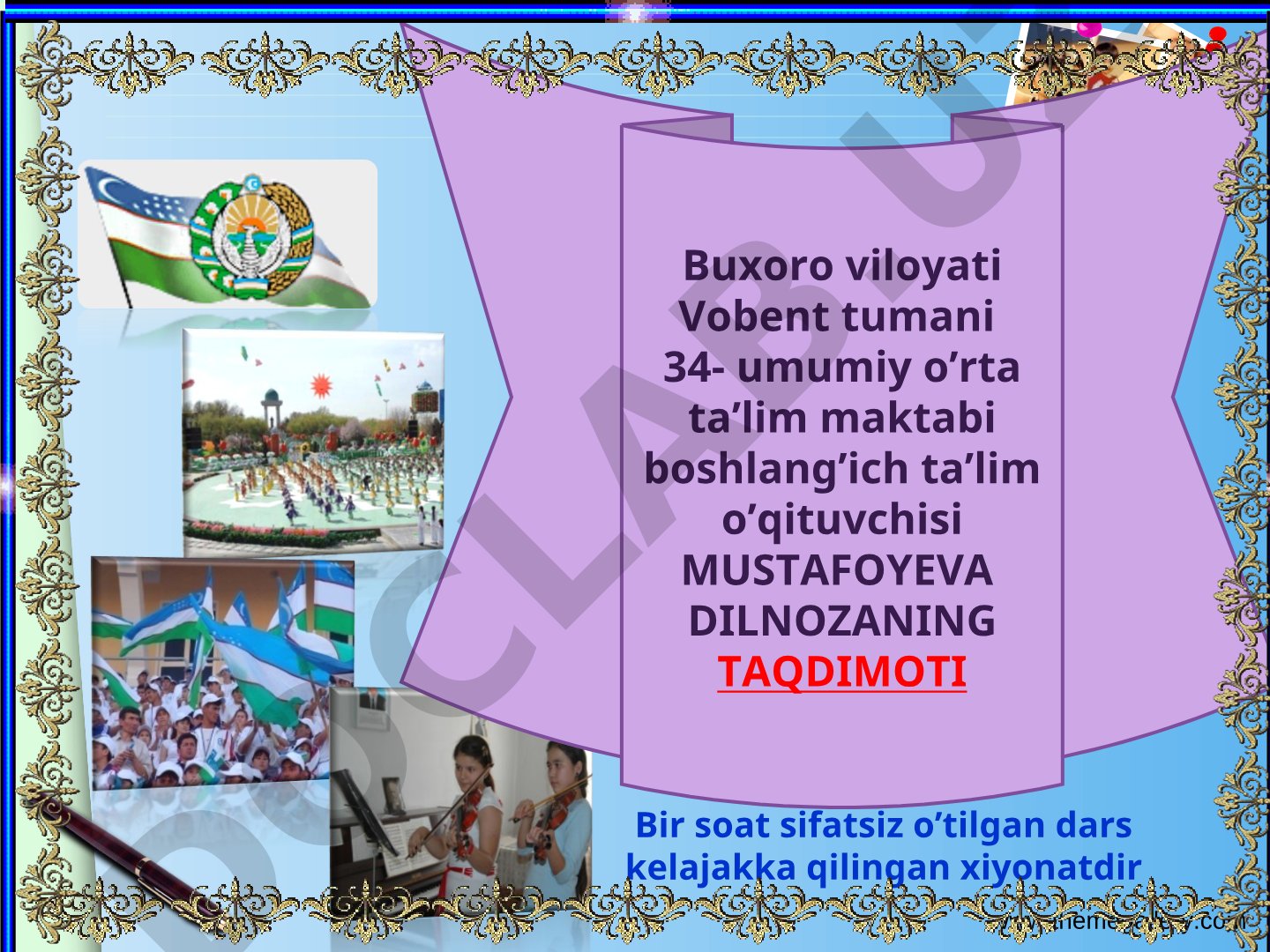 Zakovat o’yinni borishi tashkiliy qism