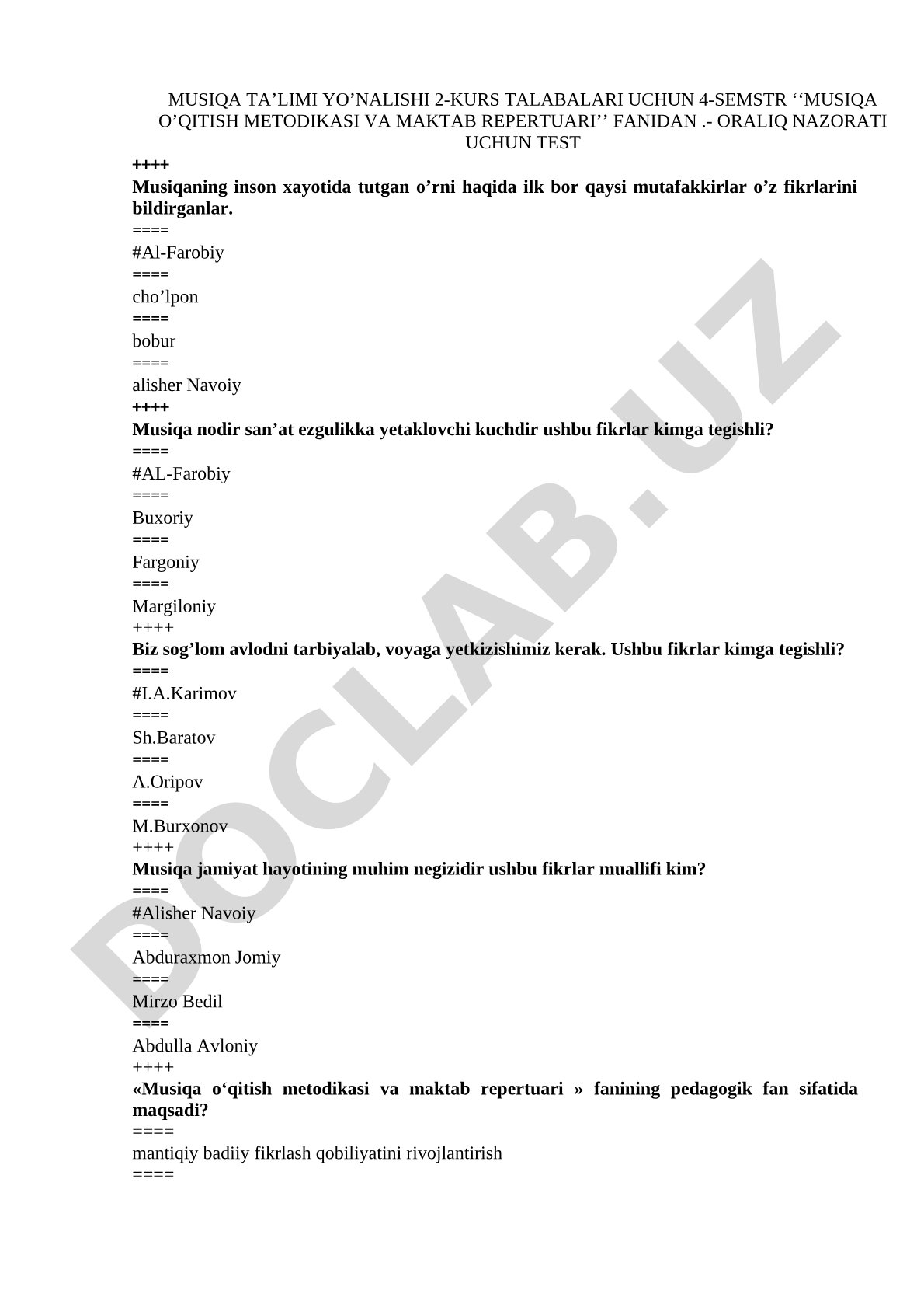 Musiqa o'qitish metodikasi va maktab repertuari