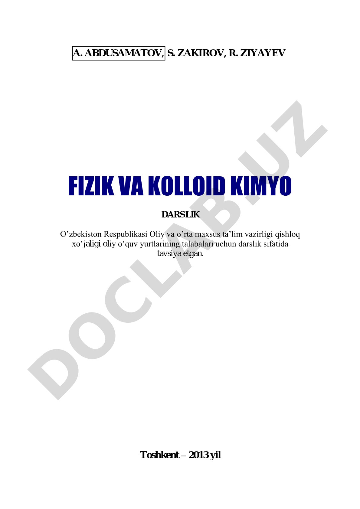 Fizik va kolloid kimyo