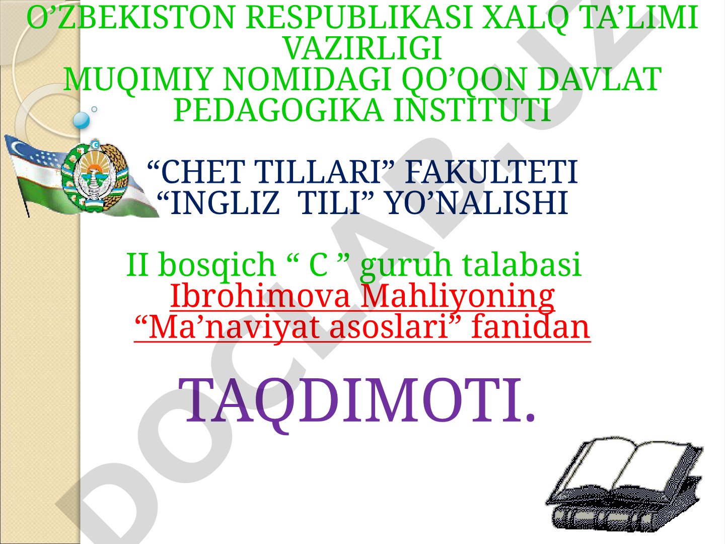 Milliy o’z-o’zini anglash tushunchasi va uning ma’naviyatni asrashdagi o’rni