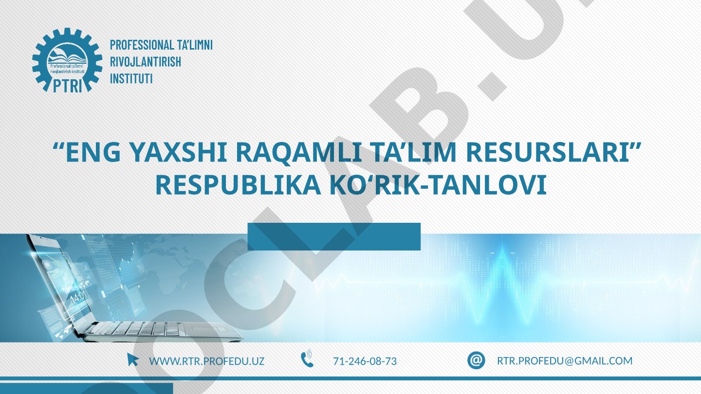 Eng yaxshi raqamli ta'lim resurslari respublika ko'rik-tanlovi