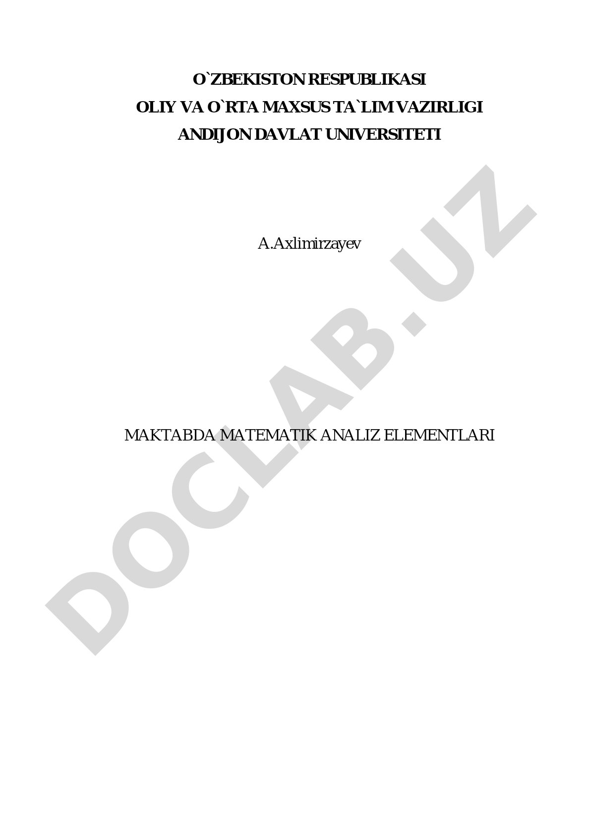 Maktabda matematik analiz elementlari