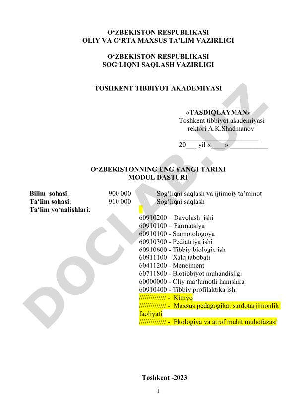 O‘zbekistonning eng yangi tarixi