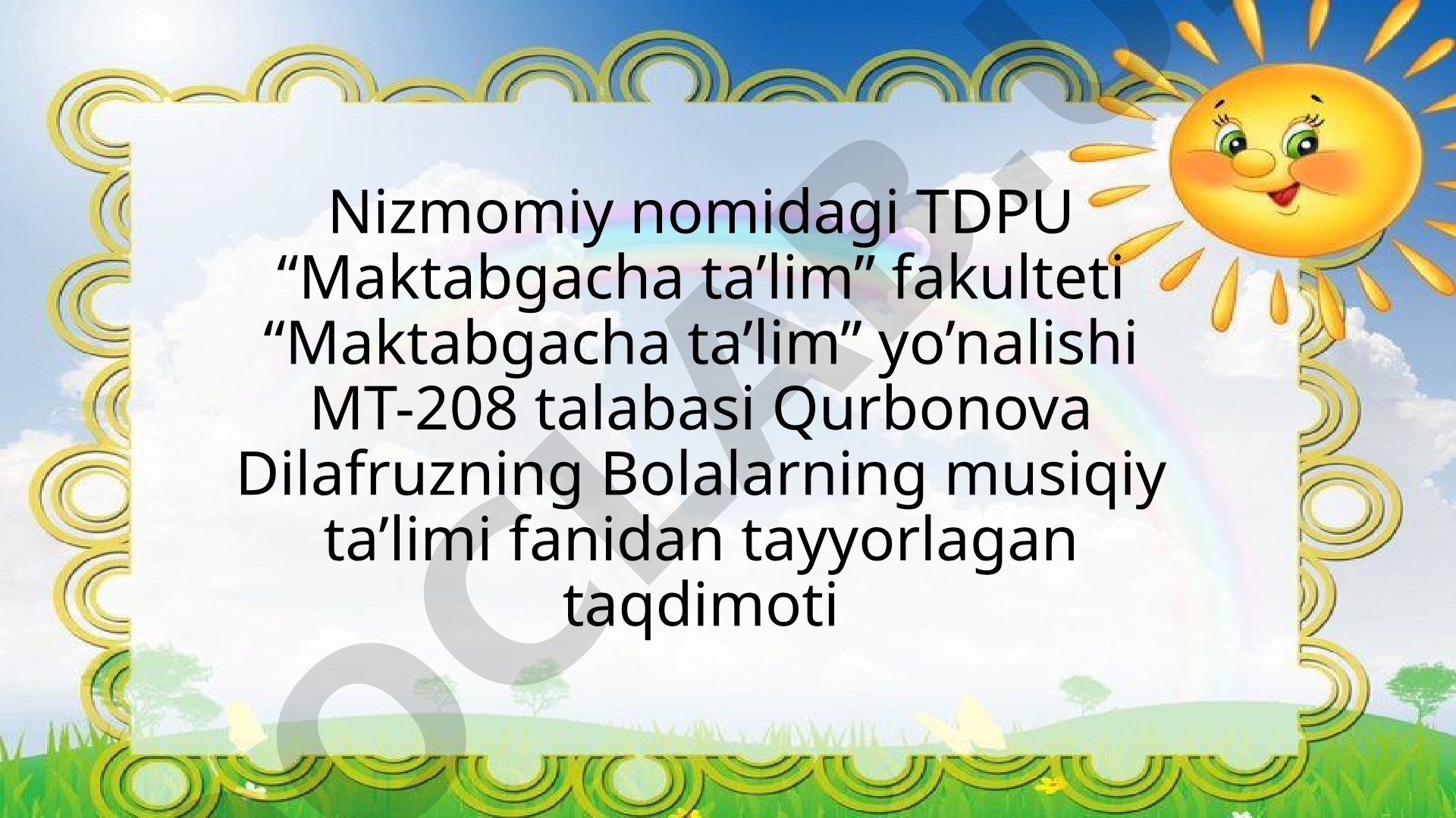 Maktabgacha ta'lim tashkilotlarida musiqa cholg'u asboblarida ijroga o'rgatish