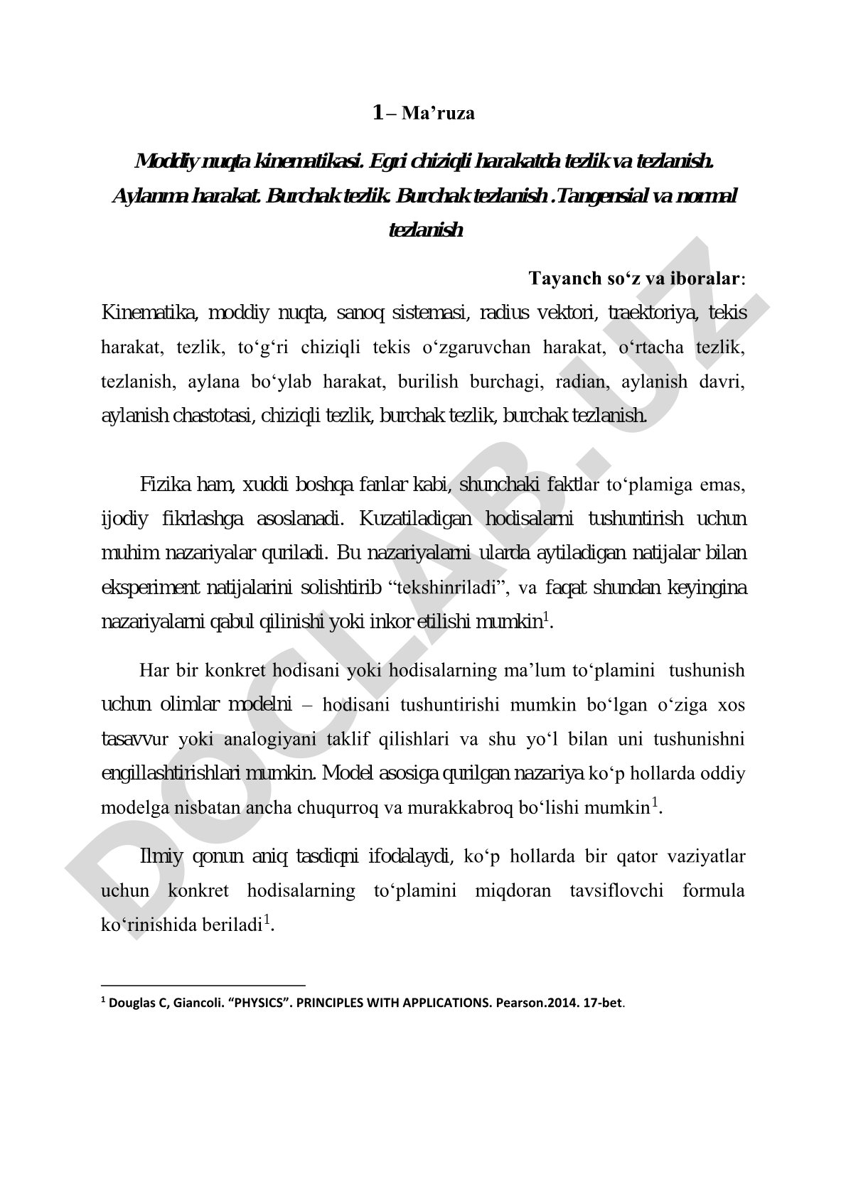 Moddiy nuqta kinematikasi