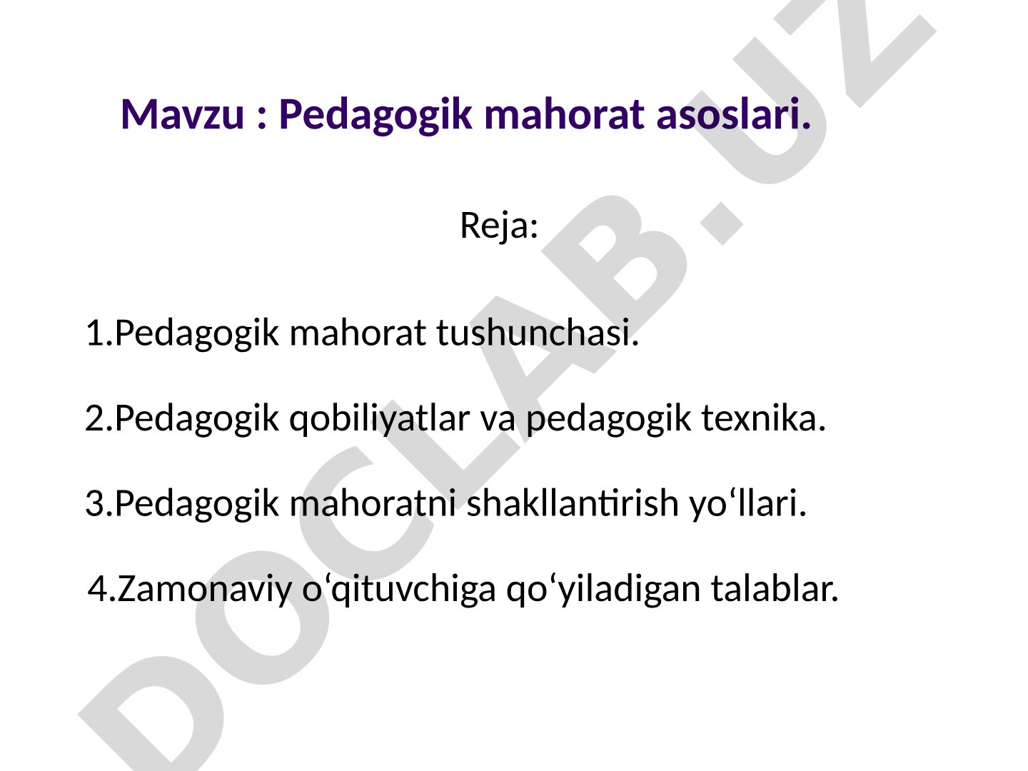 Pedagogik mahorat asoslari