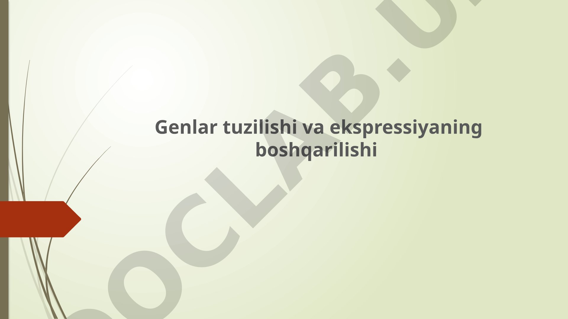 Genlar tuzilishi va ekspressiyaning boshqarilishi