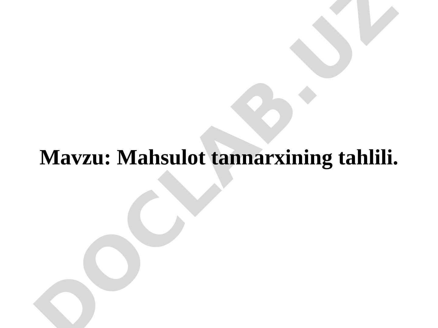 Mahsulot tannarxining tahlili