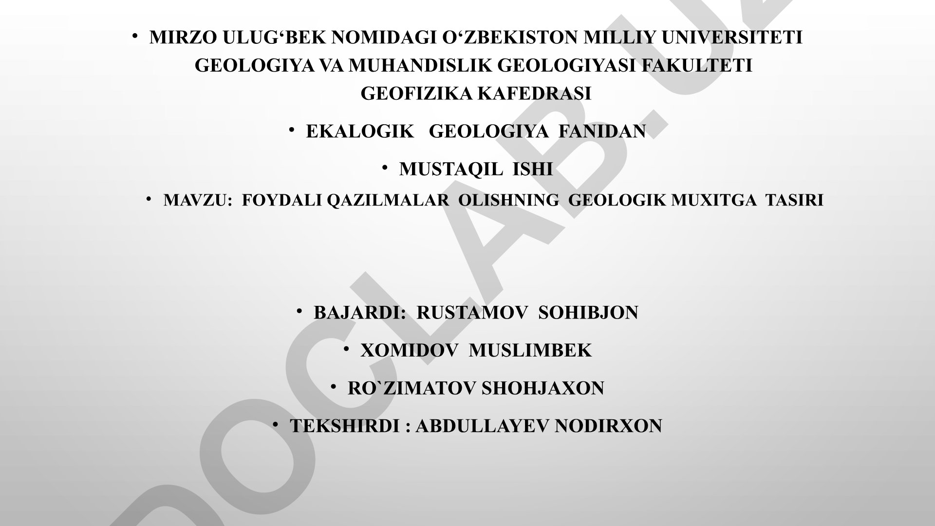 Foydali qazilmalar olishning geologik muxitga tasiri