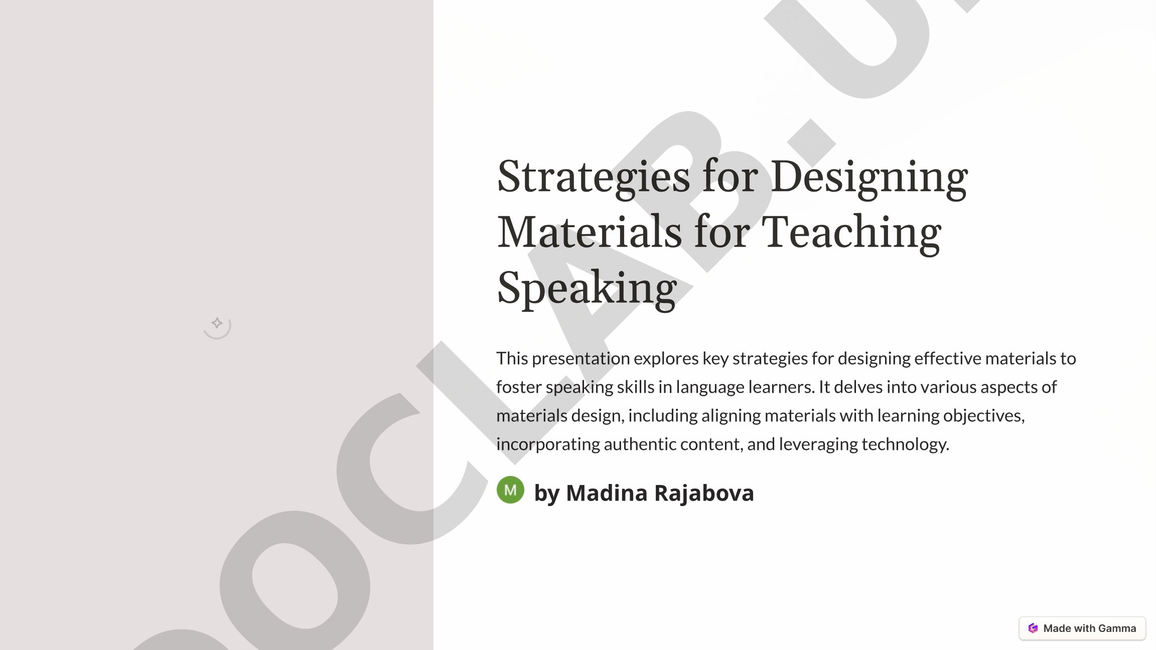 Strategies for Designing Materials for Teaching Speaking