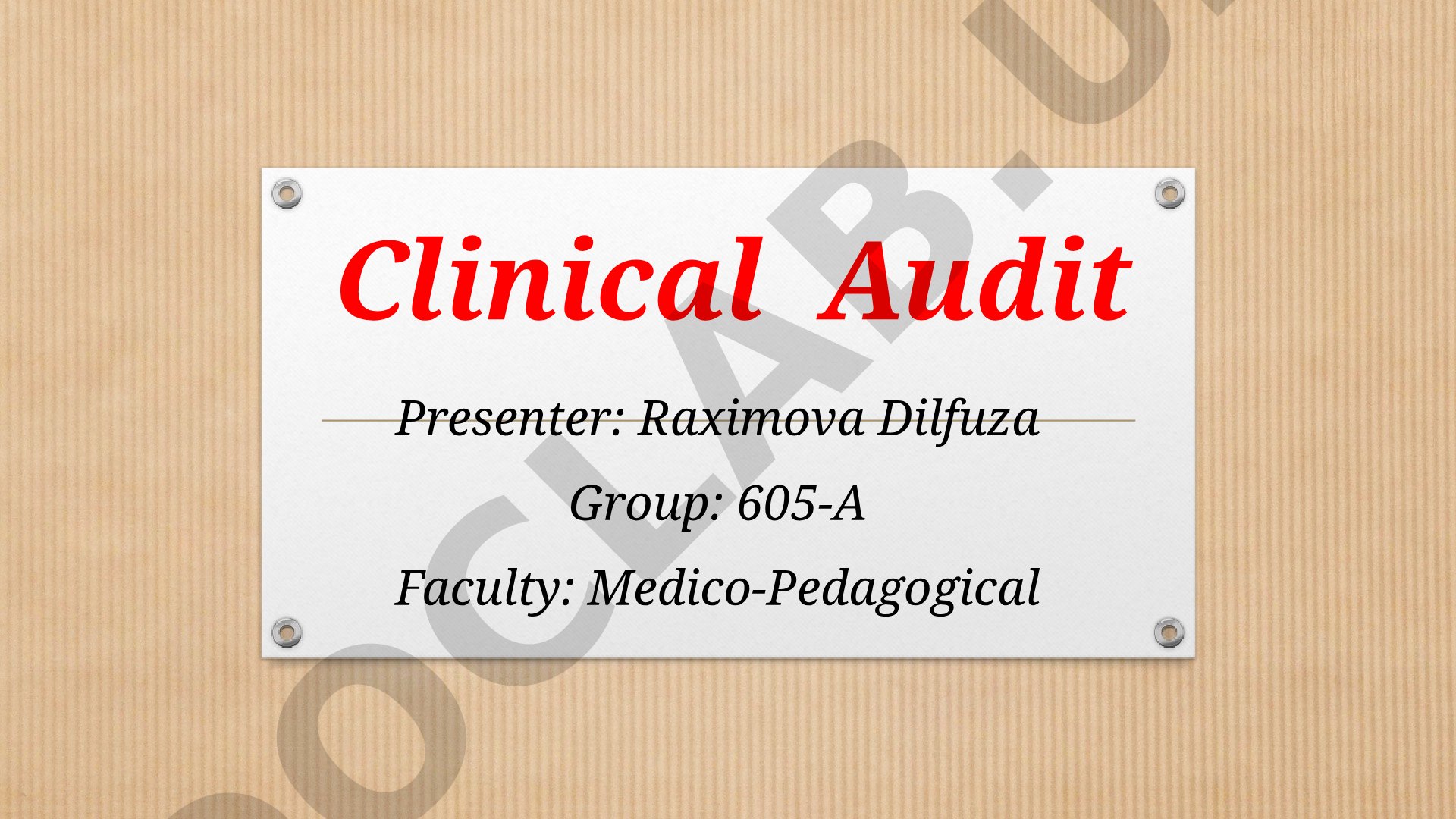 Clinical Audit of Patient Kholmuhamedova Fotima with Joint Pain