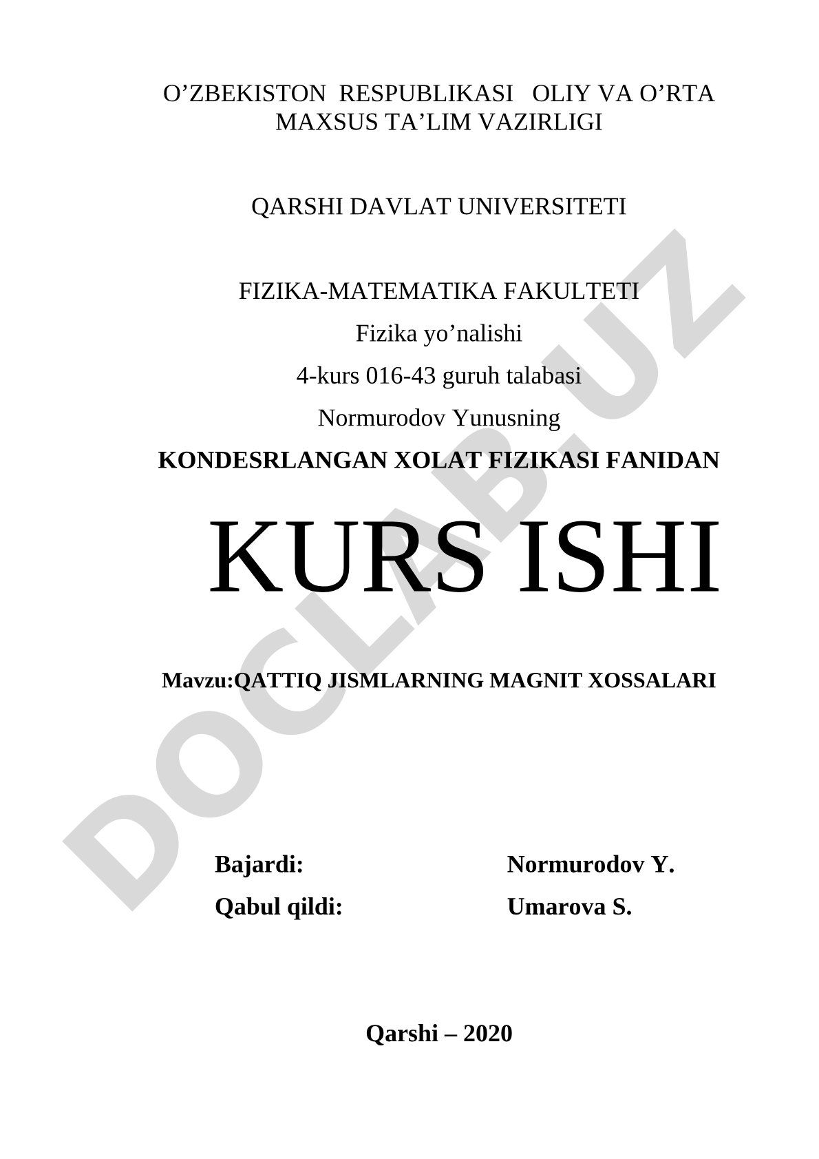 Qattiq jismlarning magnit xossalari