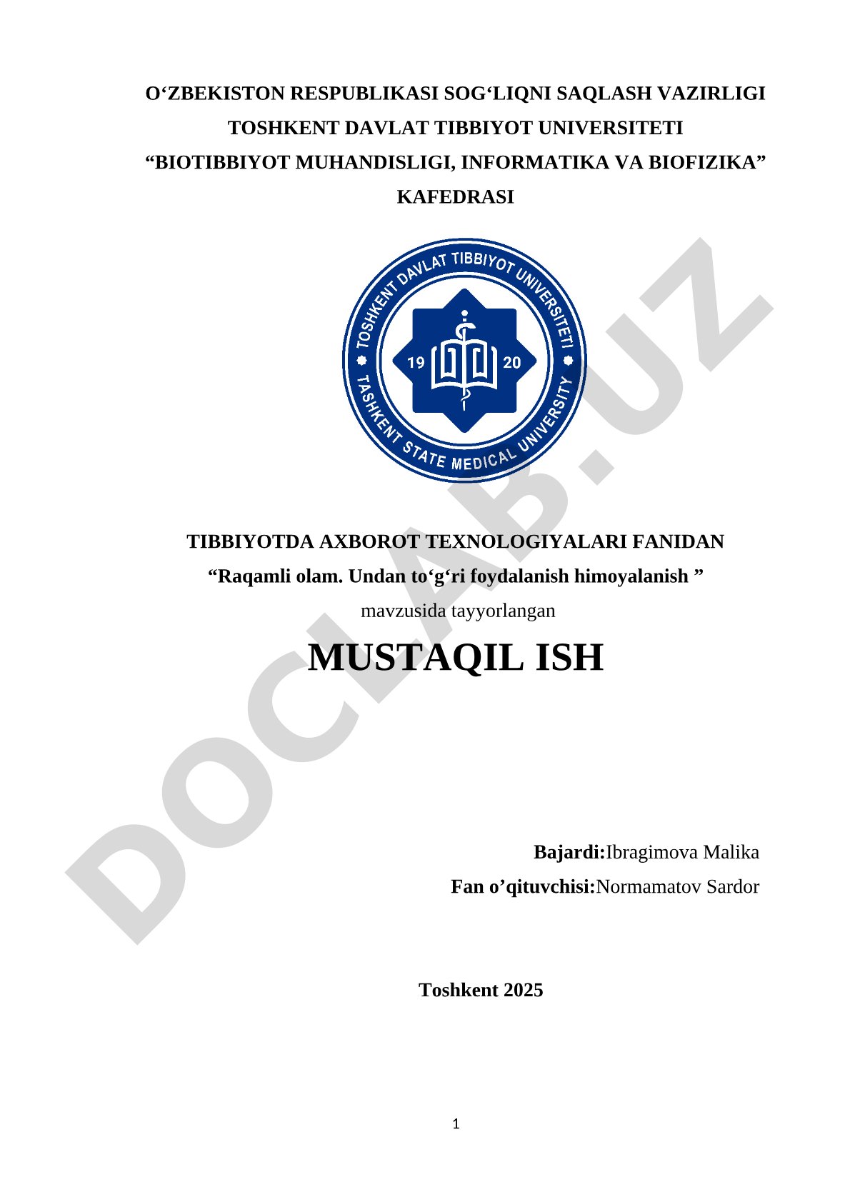 Raqamli olam. Undan to‘g‘ri foydalanish himoyalanish