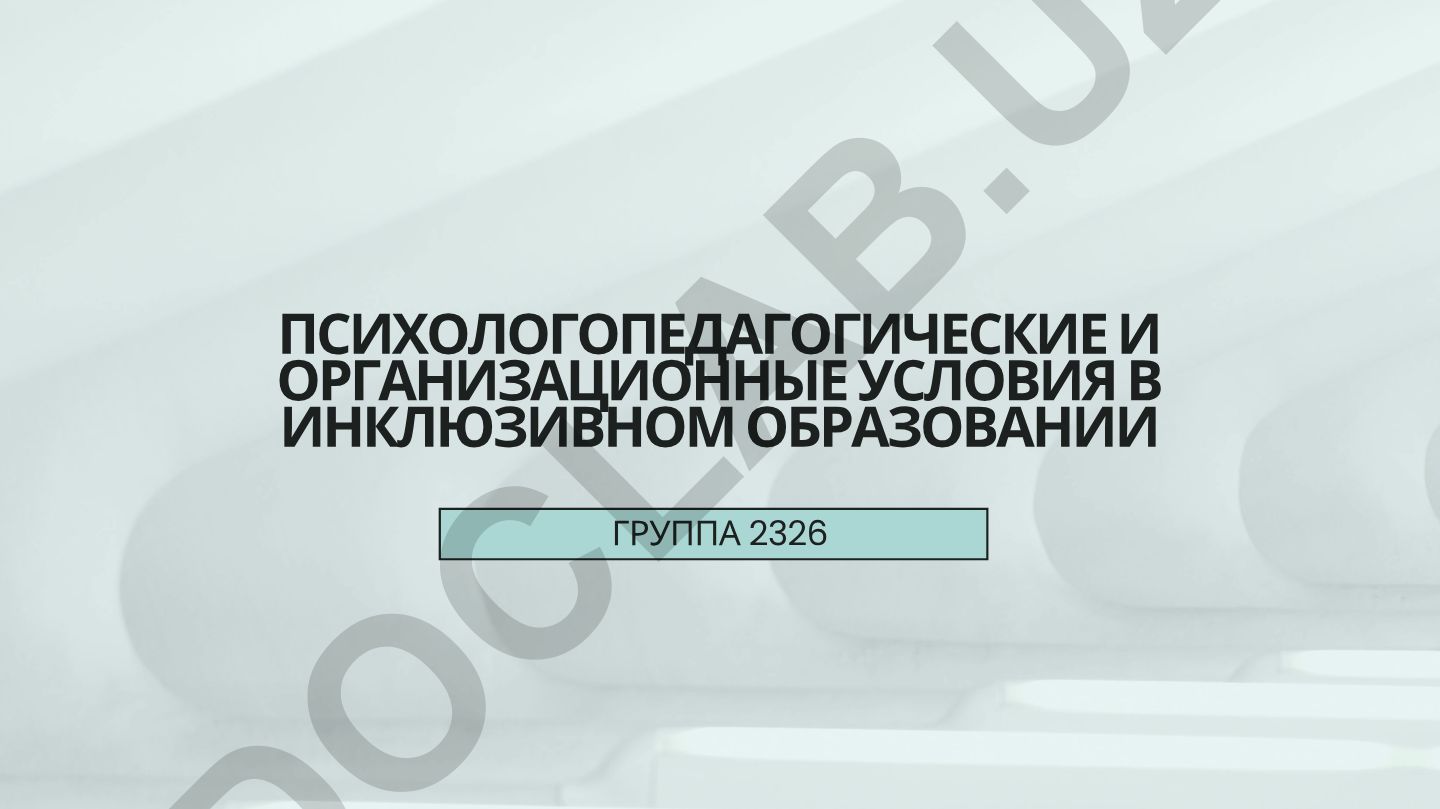 Психолого-педагогические и организационные условия в инклюзивном образовании