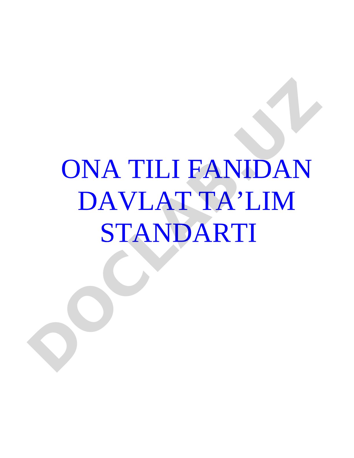 Ona tili fanidan davlat ta’lim standarti