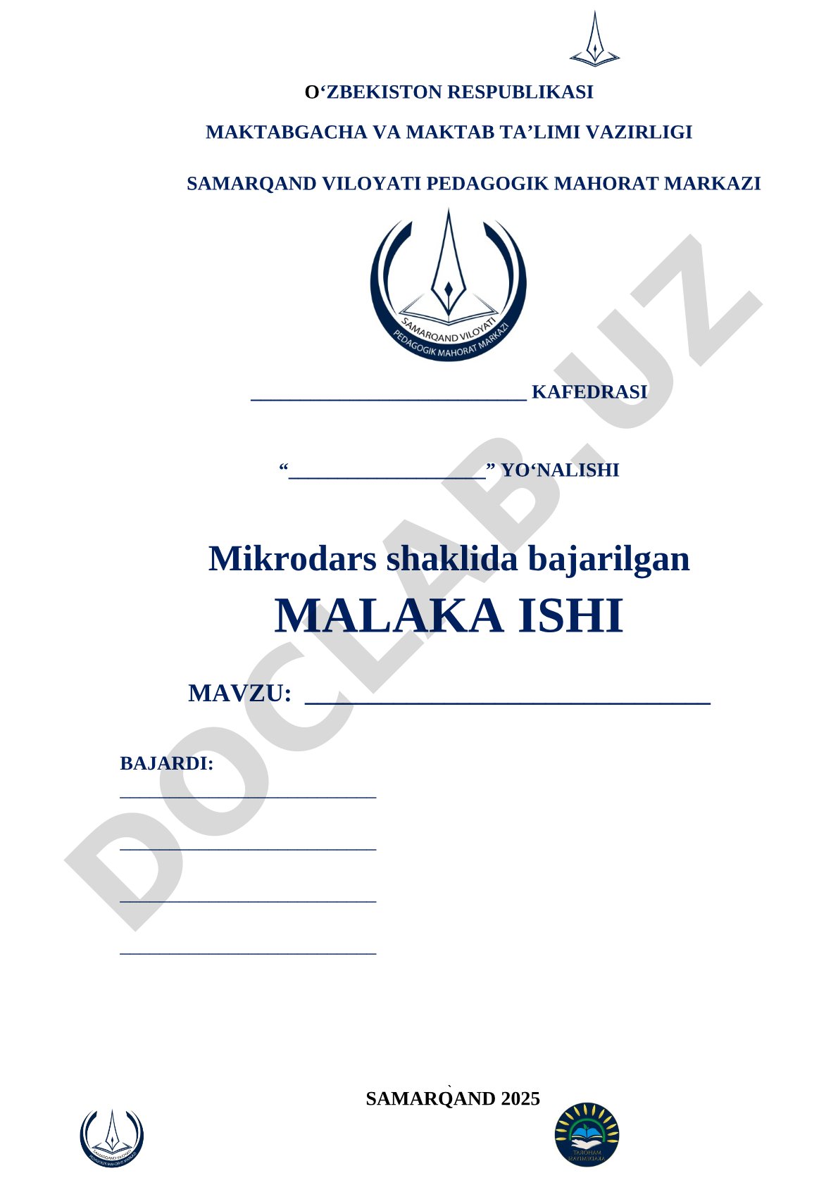 Mikrodars shaklida bajarilgan malaka ishi