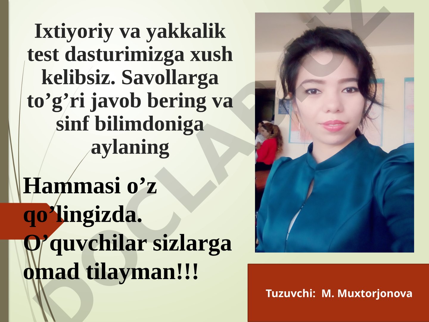 Ixtiyoriy va yakkalik test dasturi