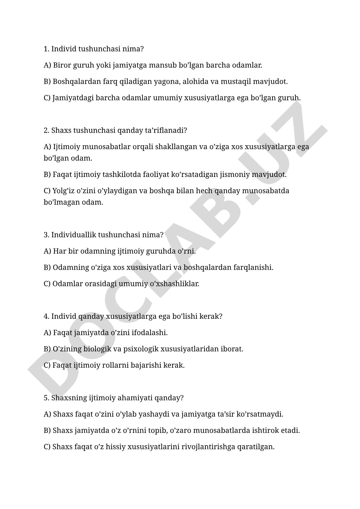 Individ, shaxs va individuallik tushunchalari