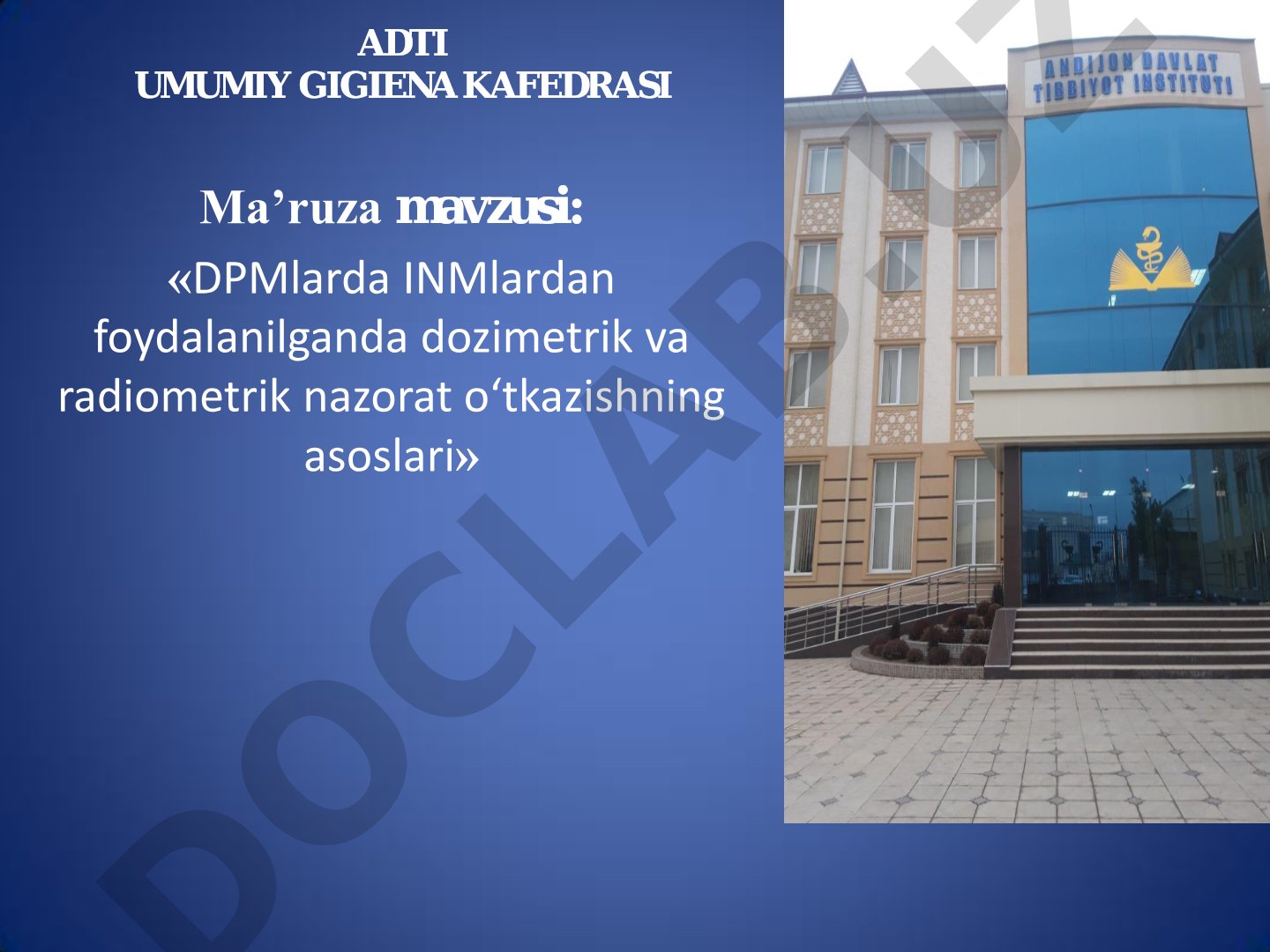 DPMlarda INMlardan foydalanilganda dozimetrik va radiometrik nazorat o‘tkazishning asoslari