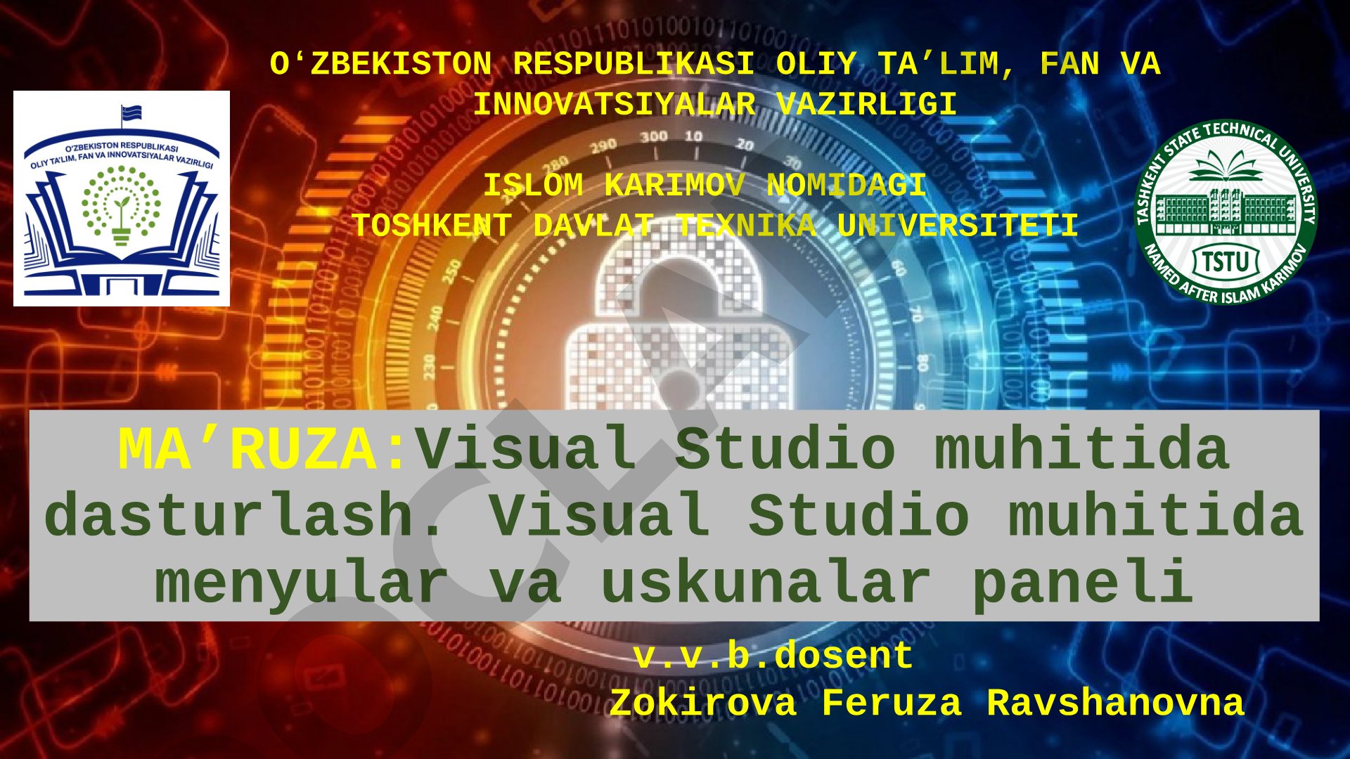 Visual Studio muhitida dasturlash