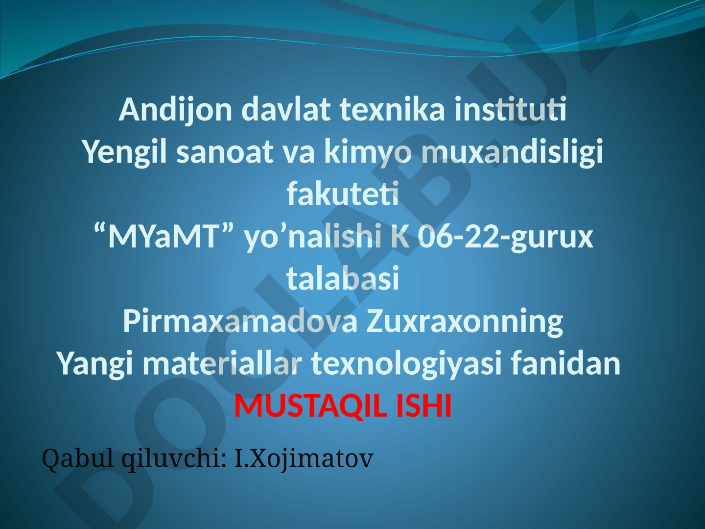 Zamonaviy mashinasozlikda ishlatiladigan nometall issiqqa bardoshli materiallar
