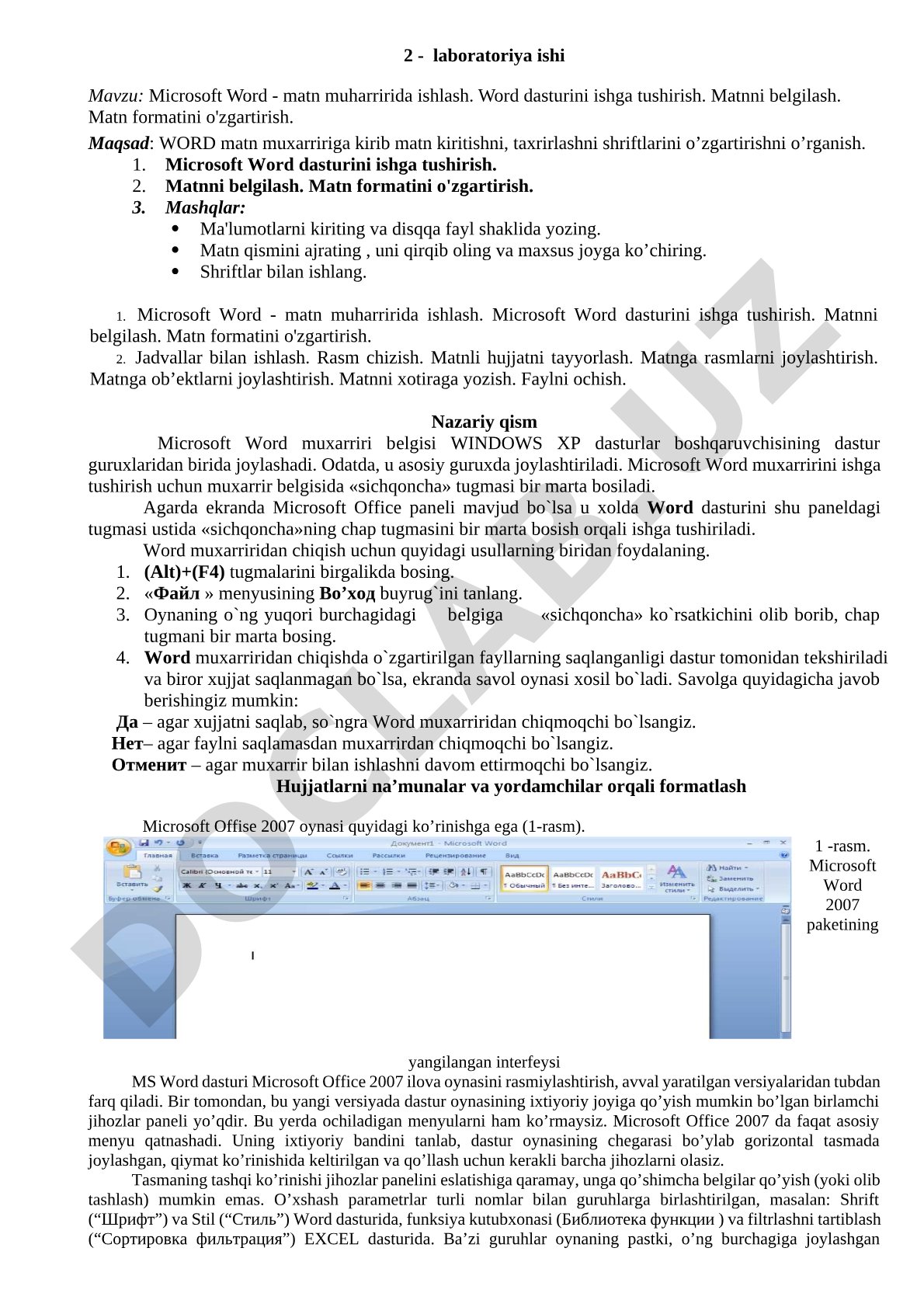 Microsoft Word - matn muharririda ishlash