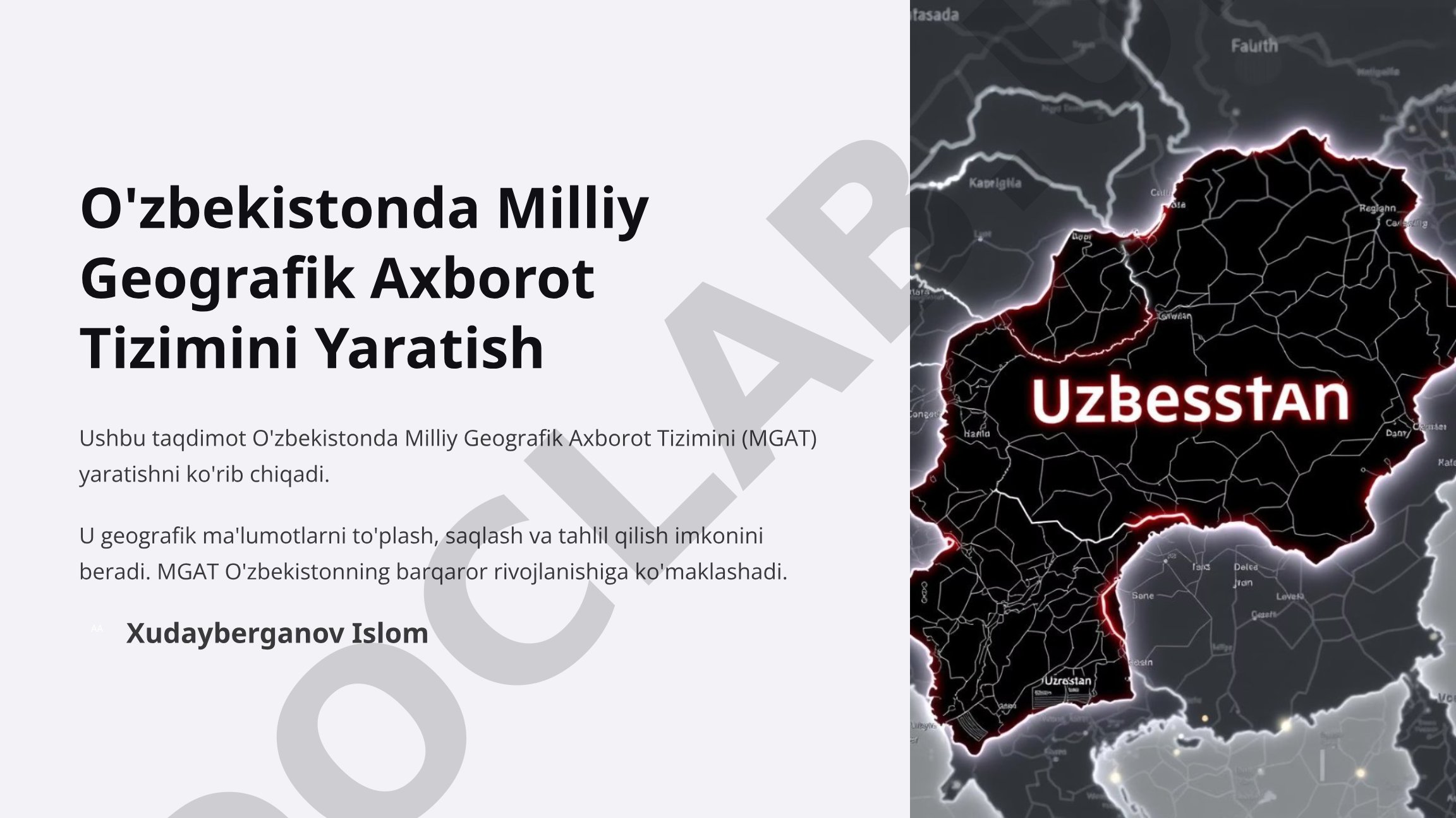 O'zbekistonda Milliy Geografik Axborot Tizimini Yaratish