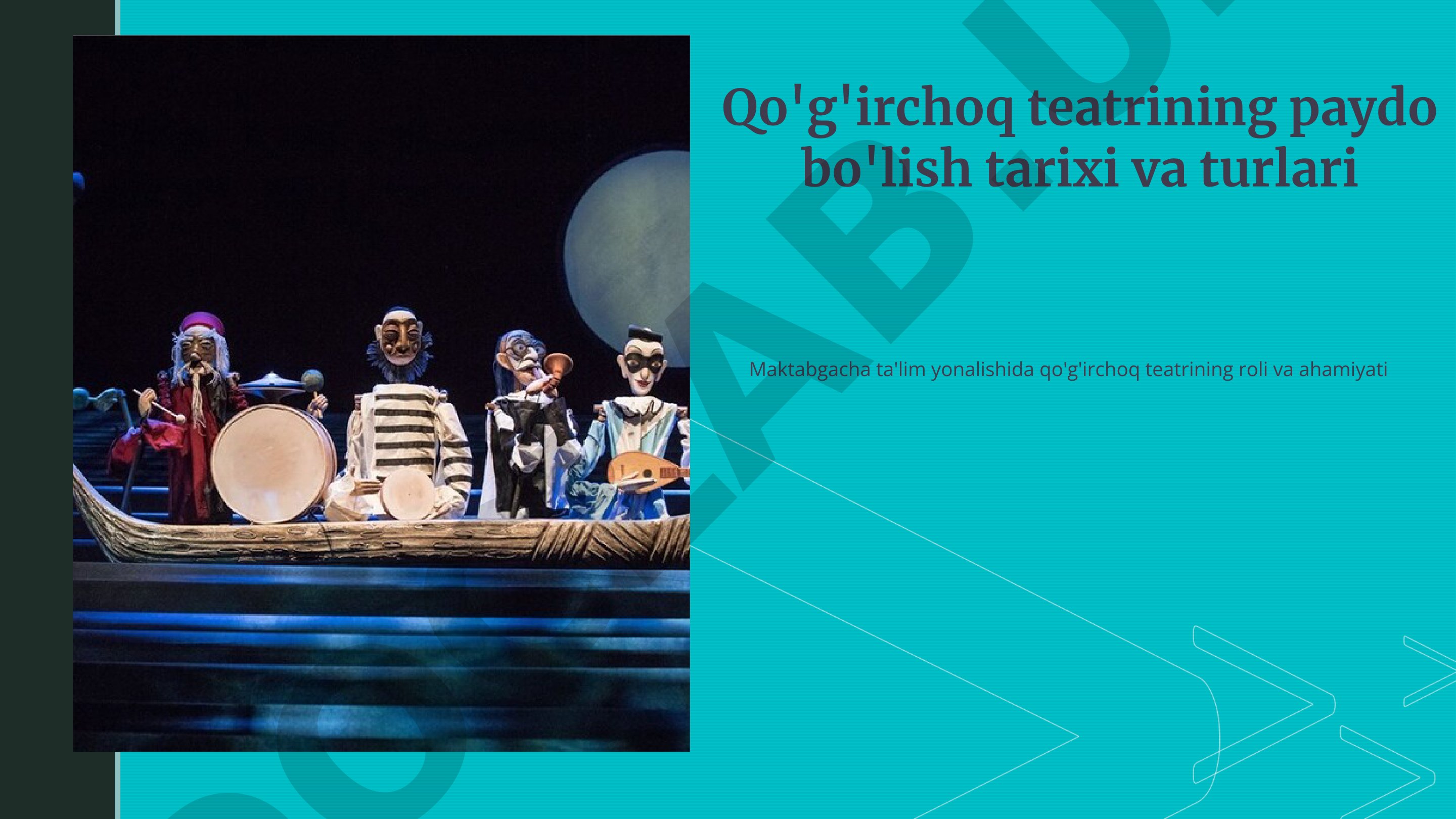 Ixtiyoriy mavzu asosida qo'g'irchoq teatirini sahnalashtirish
