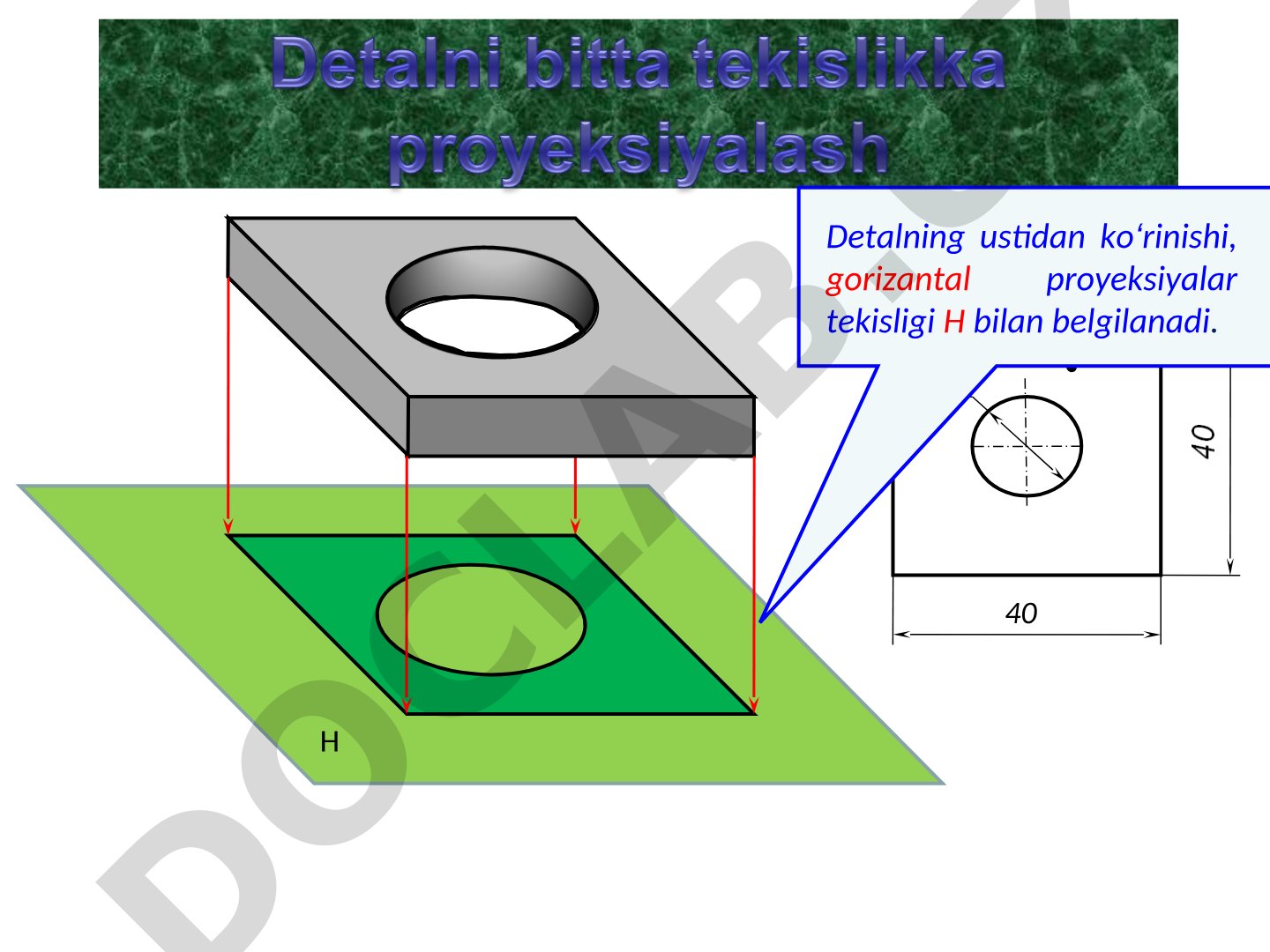 Detalning gorizantal proyeksiyalar tekisligi